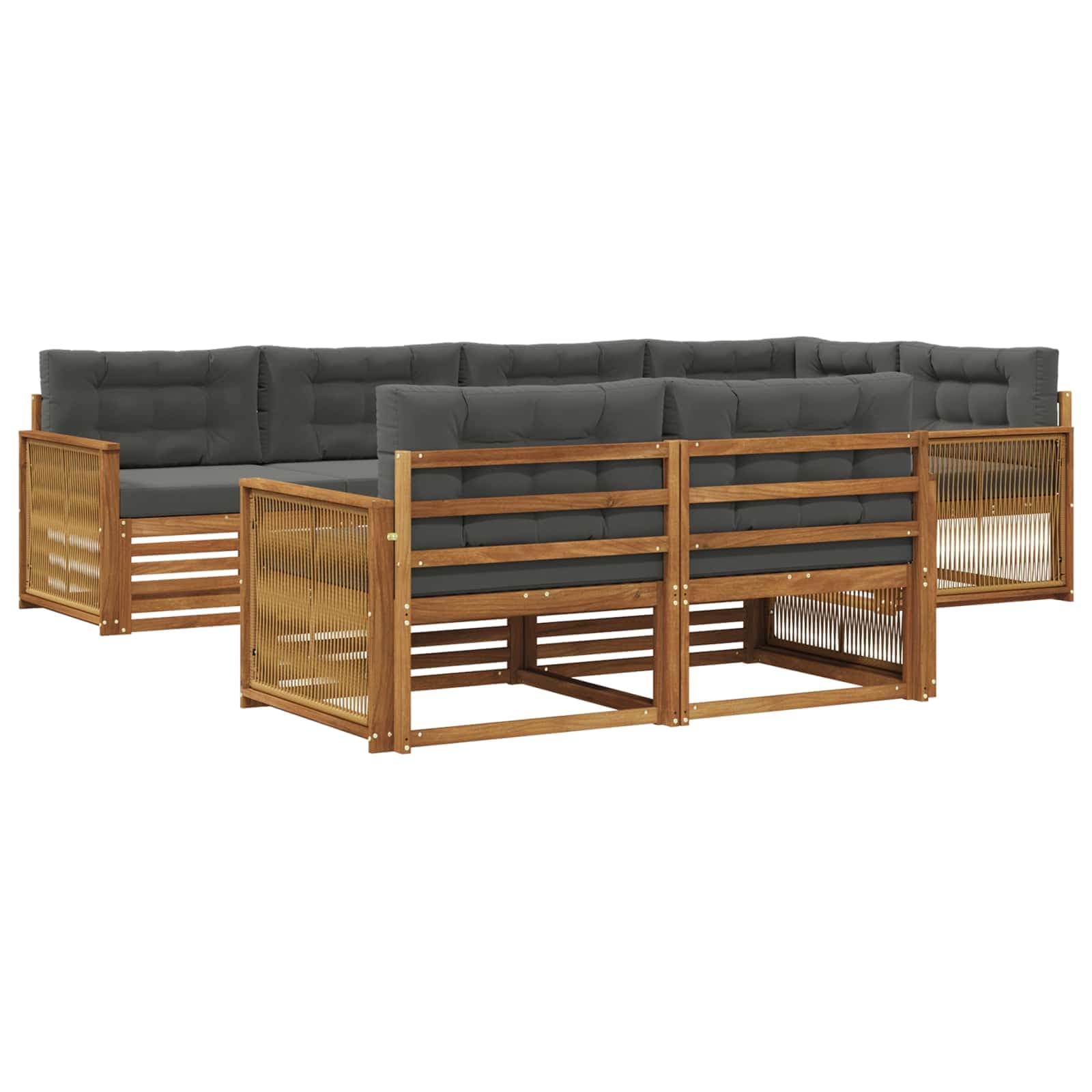 vidaXL Conjunto de Sofás para Exterior 7 pcs Natural e Antracite