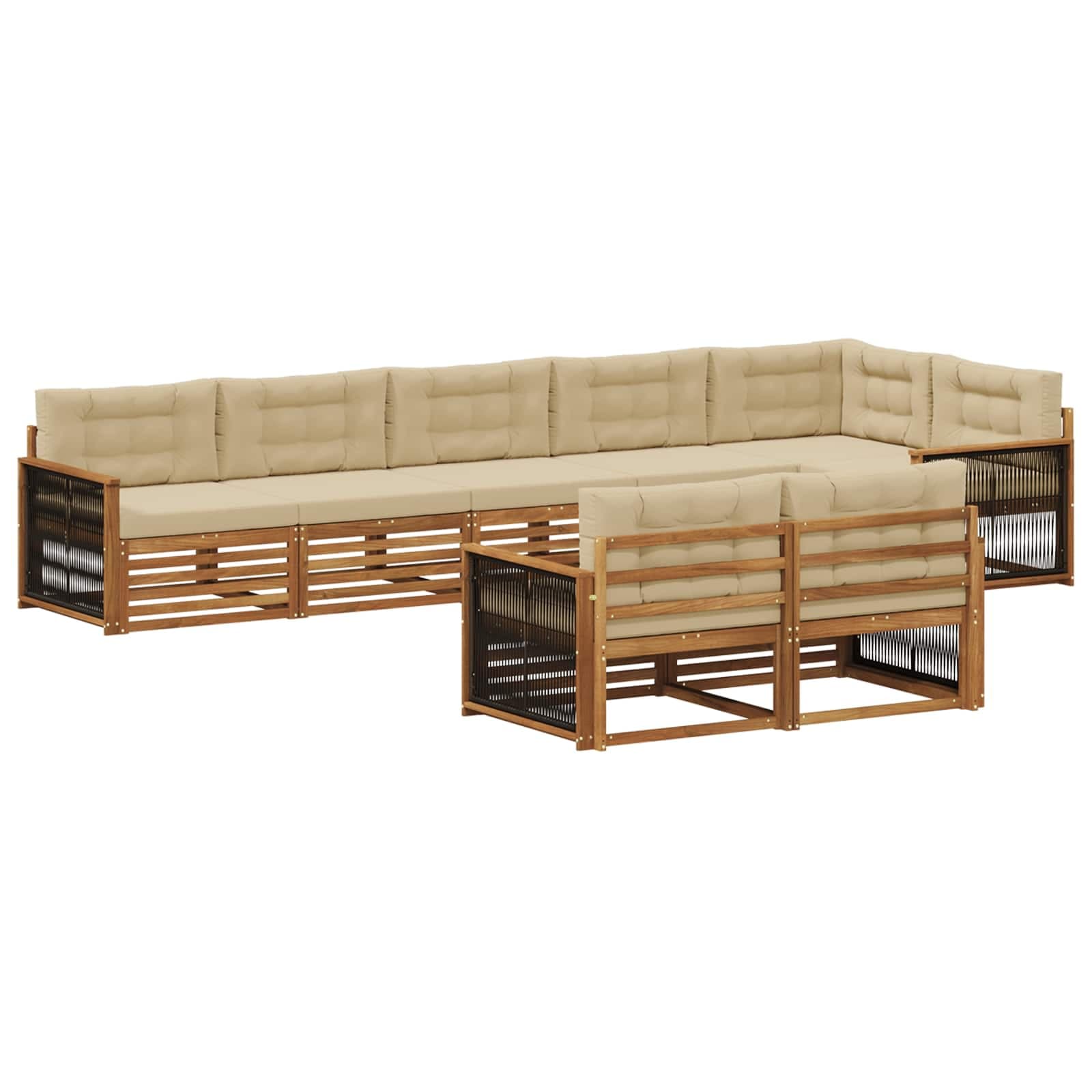 vidaXL Conjunto de Sofás para Exterior 8 pcs Natural e Bege