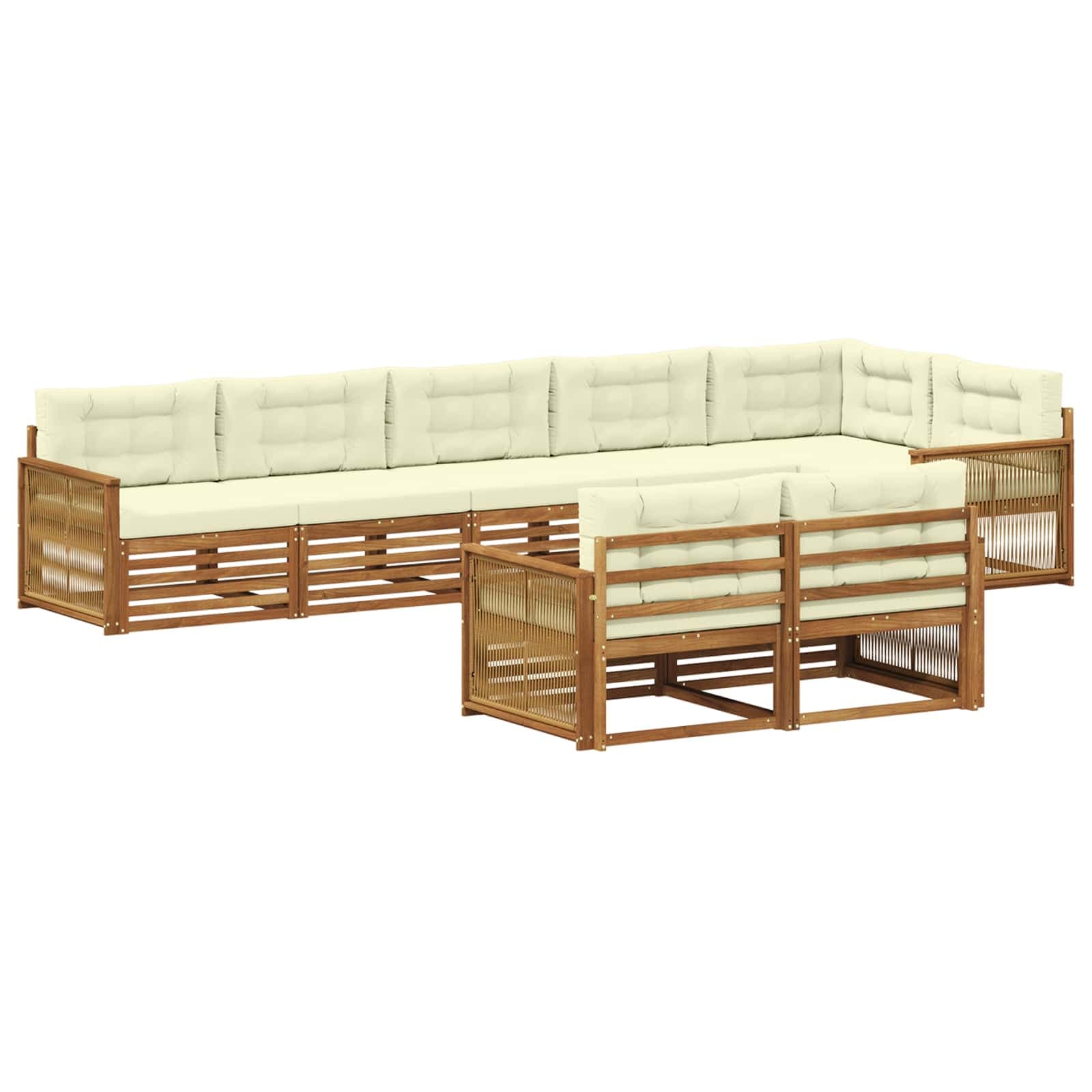 vidaXL Conjunto de Sofás para Exterior 8 pcs Natural e Creme