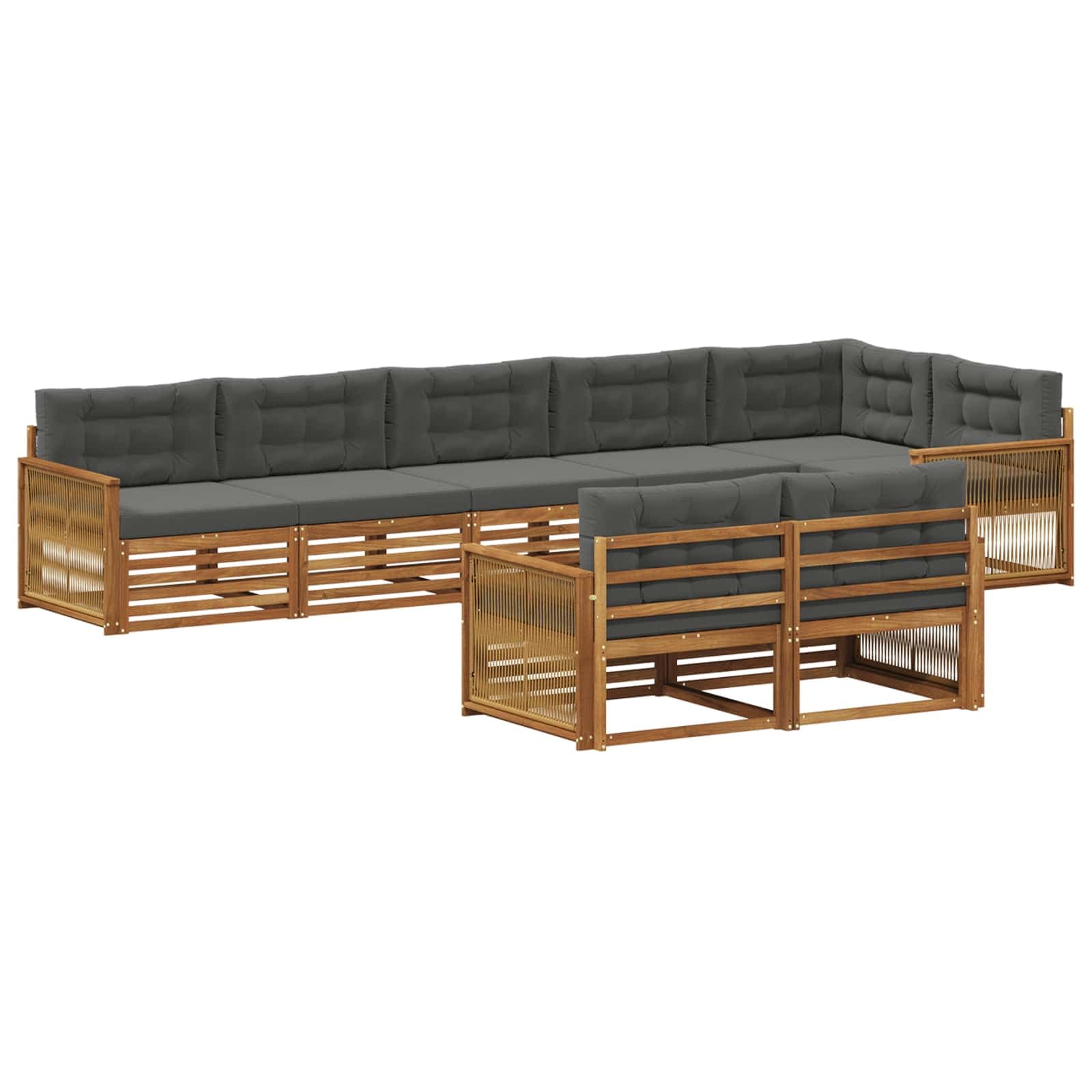 vidaXL Conjunto de Sofás para Exterior 8 pcs Natural e Antracite