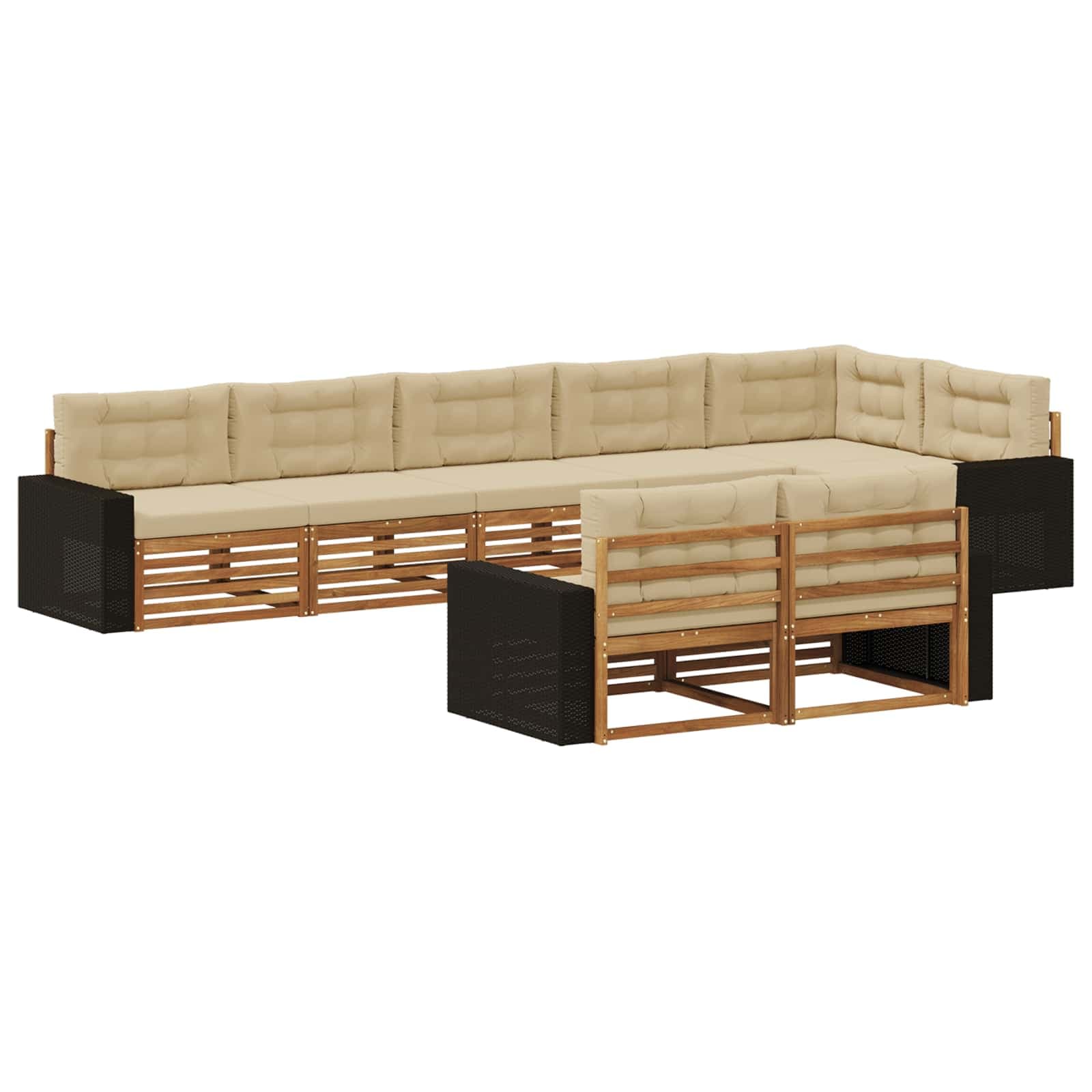 vidaXL Conjunto de Sofás para Exterior 8 pcs Natural e Bege