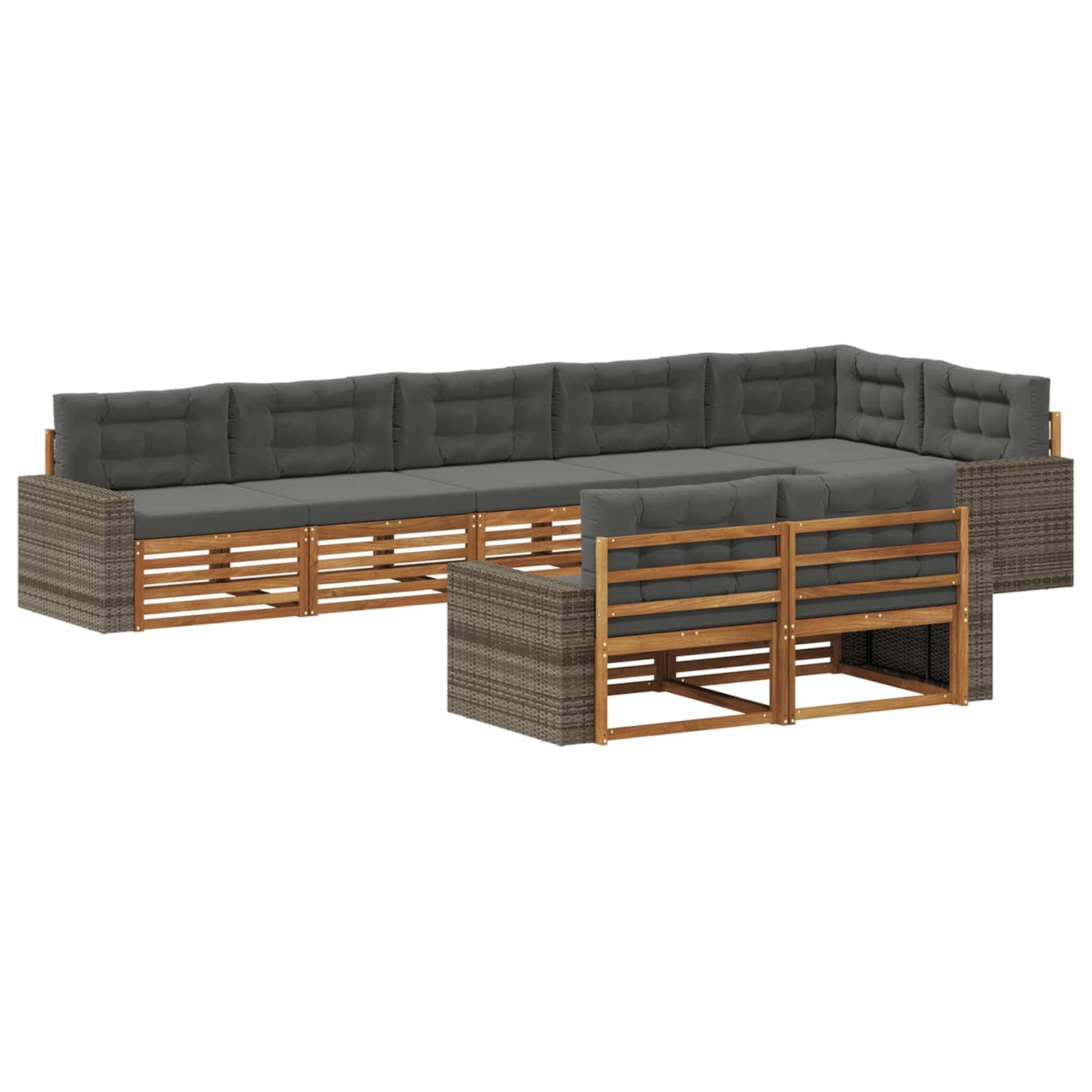 vidaXL Conjunto de Sofás para Exterior 8 pcs Natural e Antracite