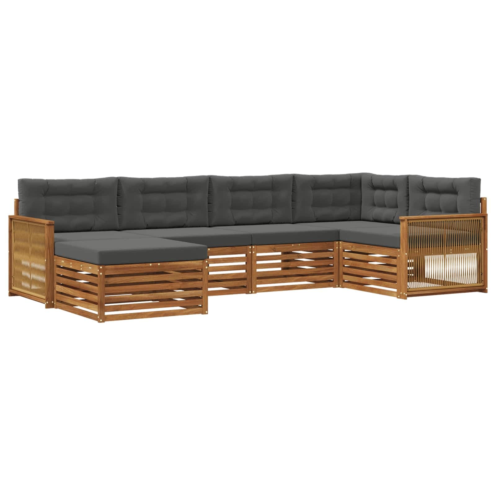 vidaXL Conjunto de Sofás para Exterior 6 pcs Natural e Antracite