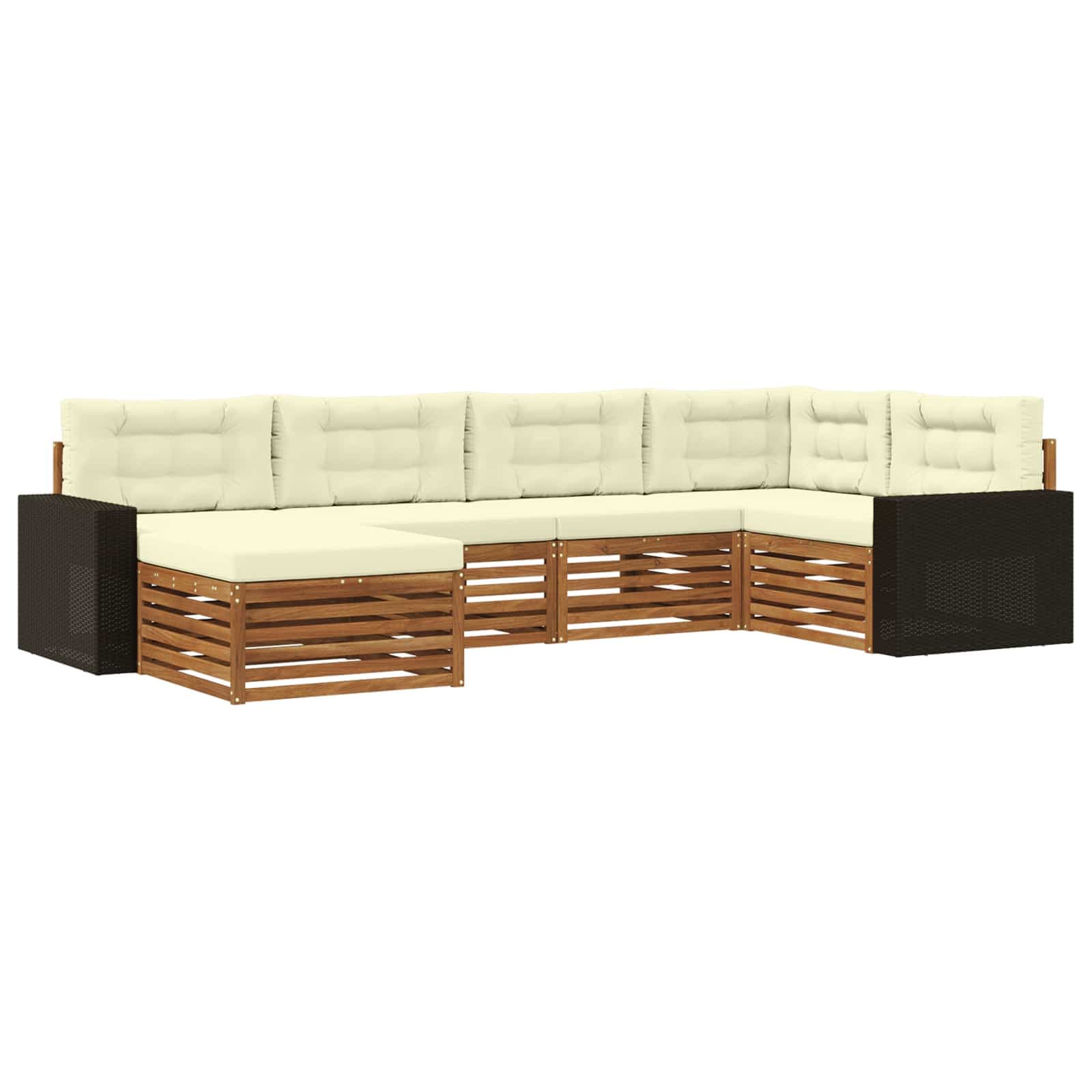 vidaXL Conjunto de Sofás para Exterior 6 pcs Natural e Creme