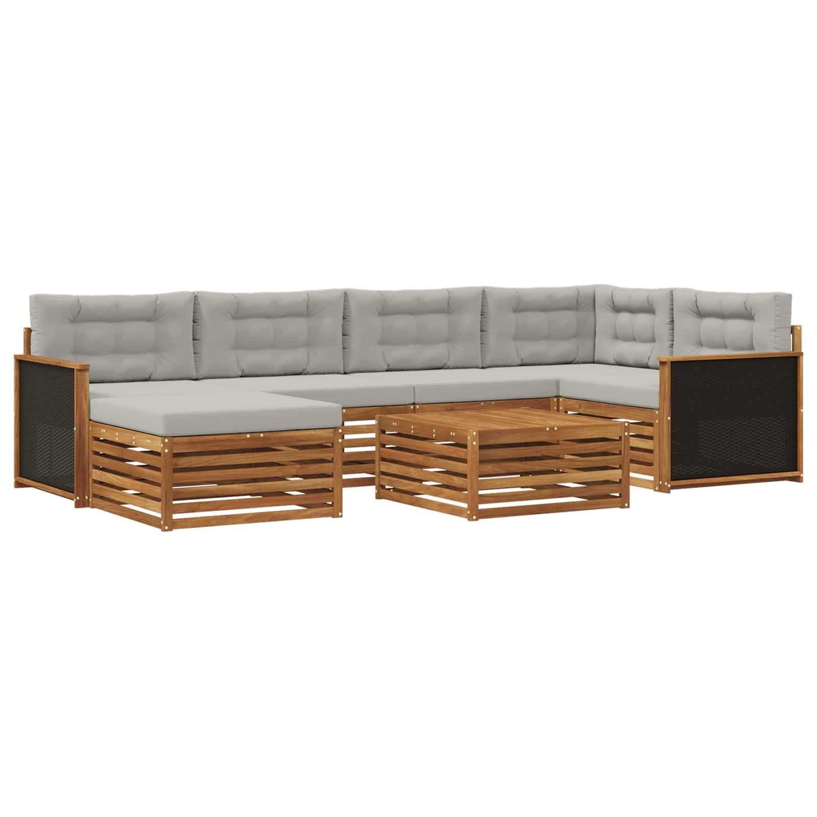 vidaXL Conjunto de Sofás para Exterior 7 pcs Natural e Cinzento-Claro