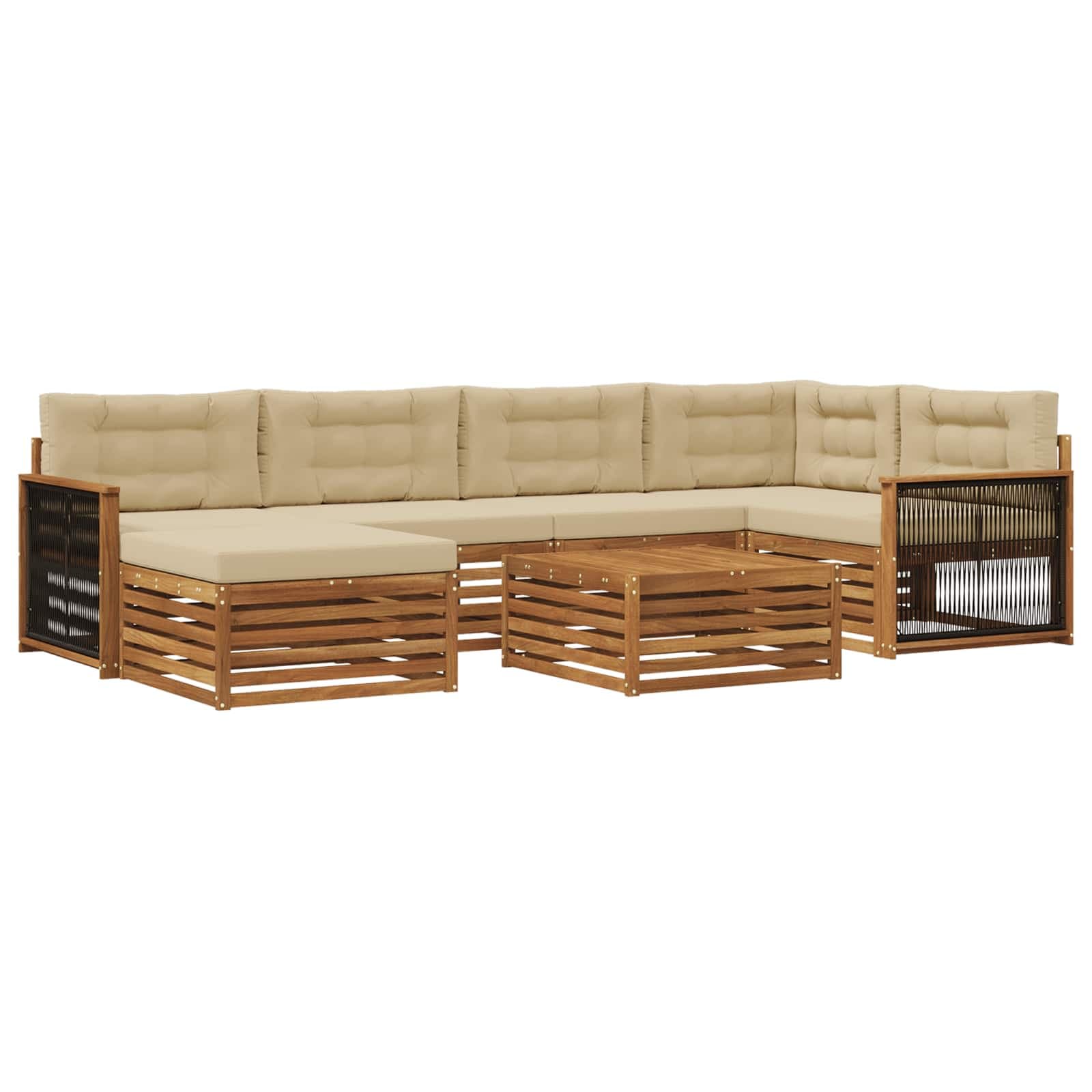 vidaXL Conjunto de Sofás para Exterior 7 pcs Natural e Bege