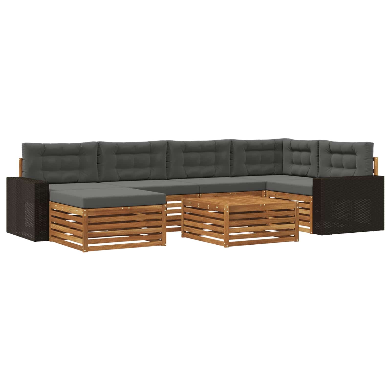 vidaXL Conjunto de Sofás para Exterior 7 pcs Natural e Antracite