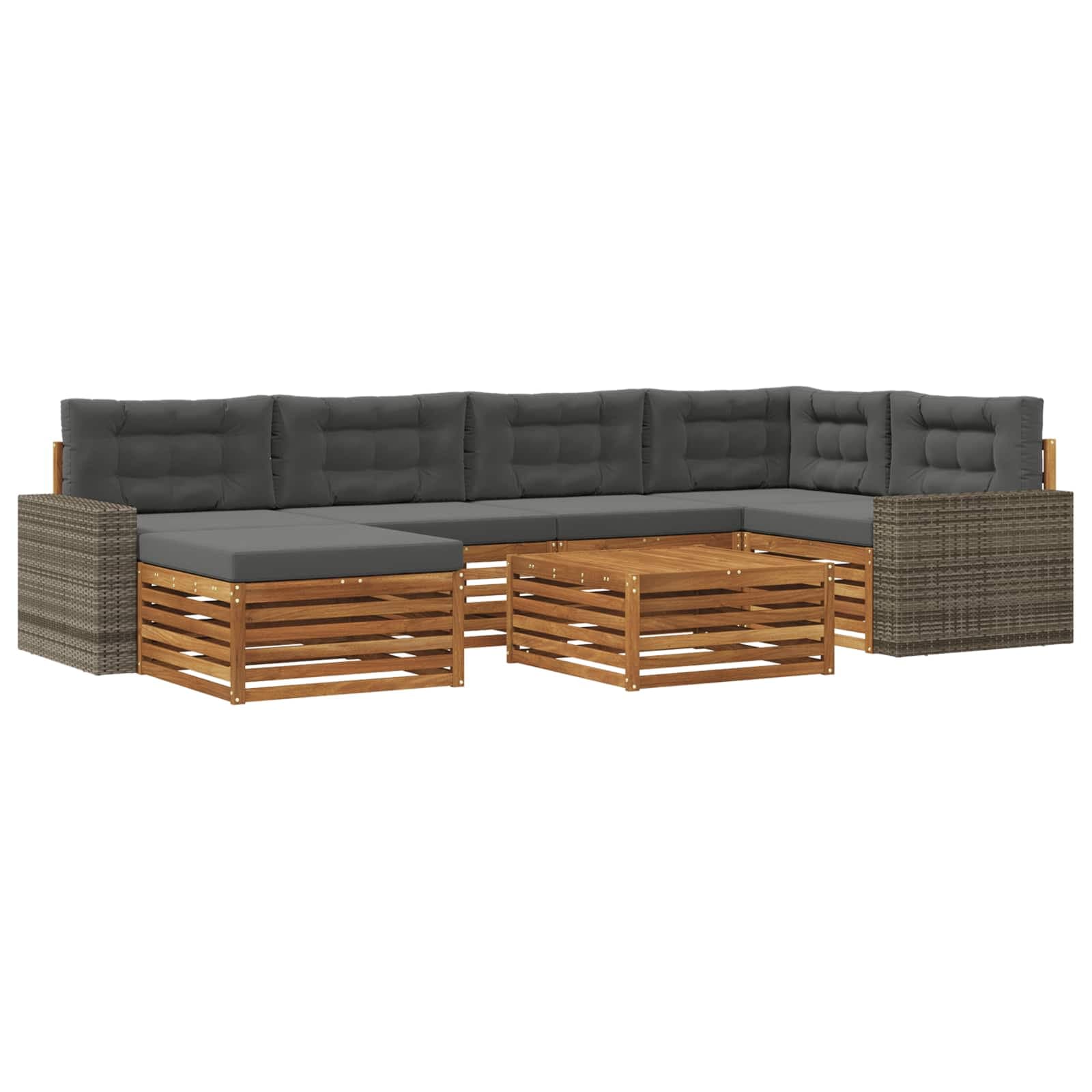 vidaXL Conjunto de Sofás para Exterior 7 pcs Natural e Antracite