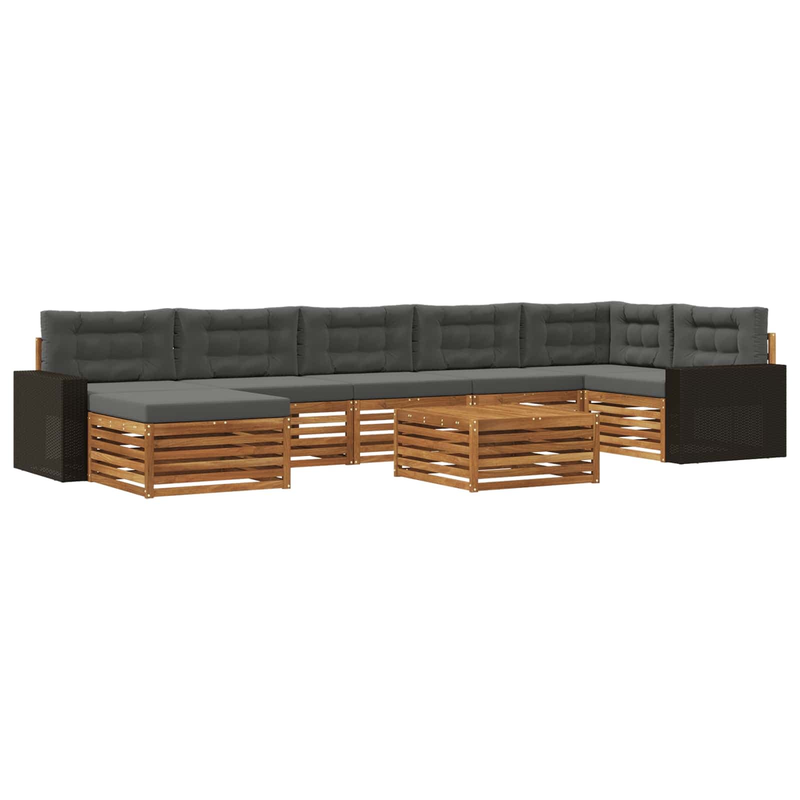 vidaXL Conjunto de Sofás para Exterior 8 pcs Natural e Antracite
