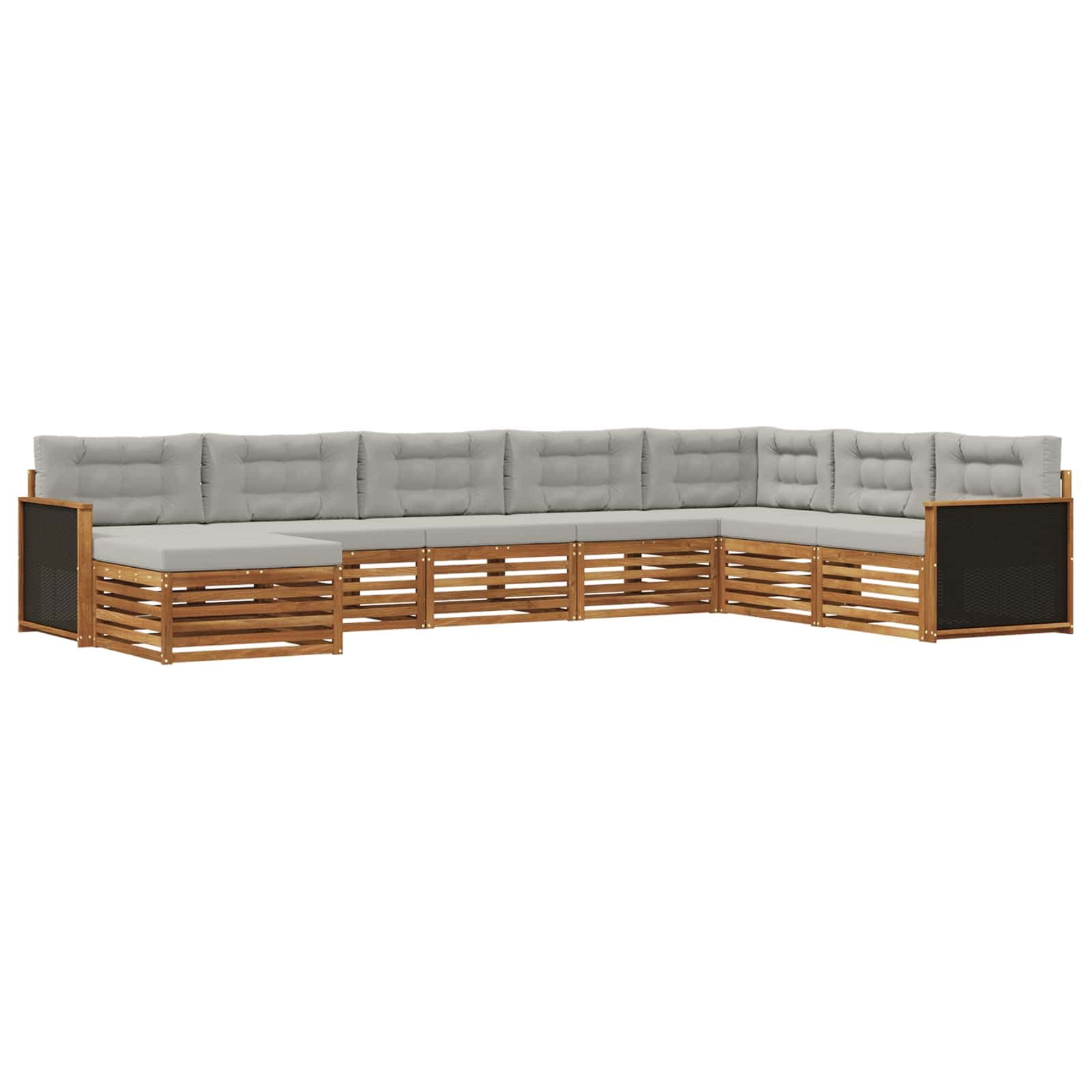 vidaXL Conjunto de Sofás para Exterior 8 pcs Natural e Cinzento-Claro