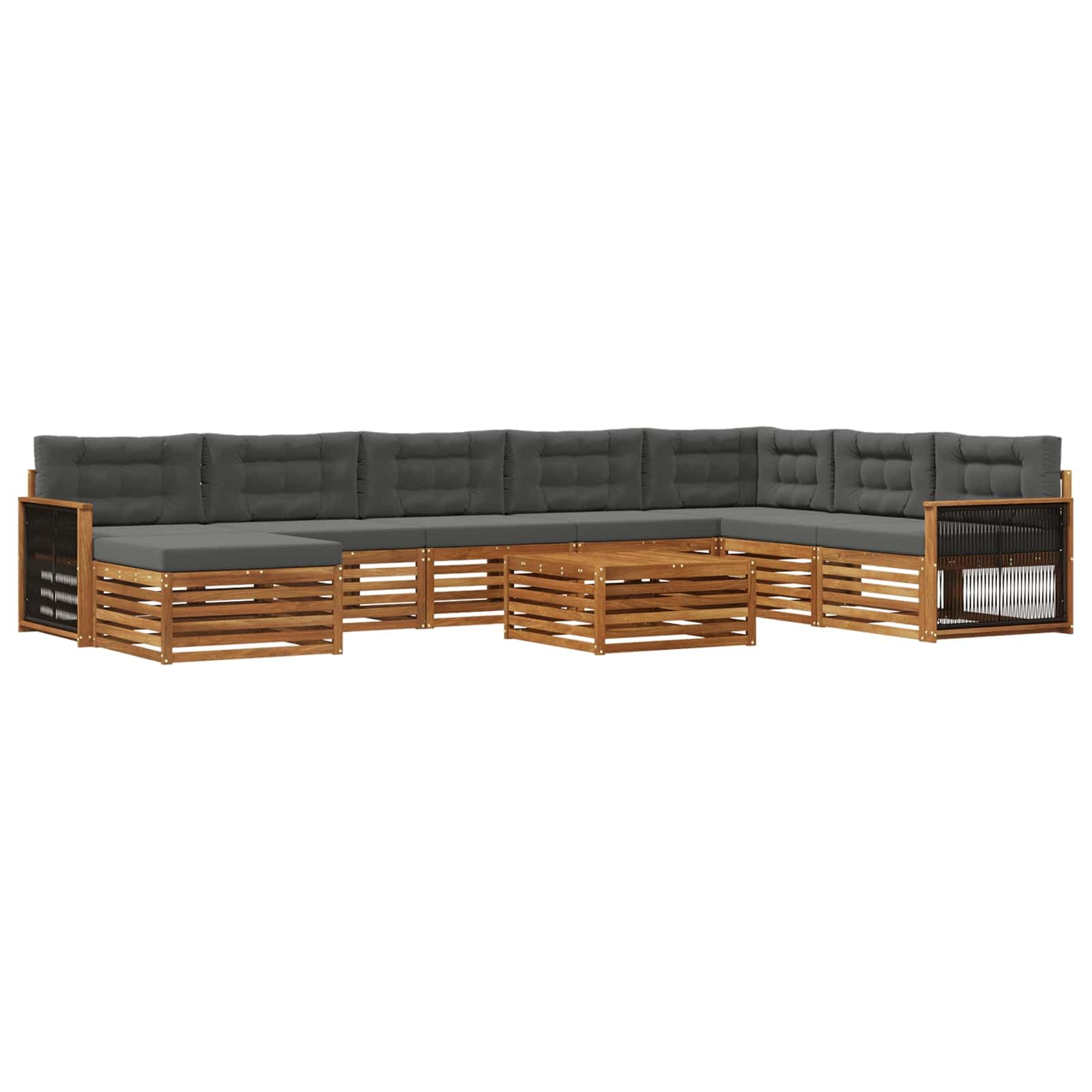 vidaXL Conjunto de Sofás para Exterior 9 pcs Natural e Antracite
