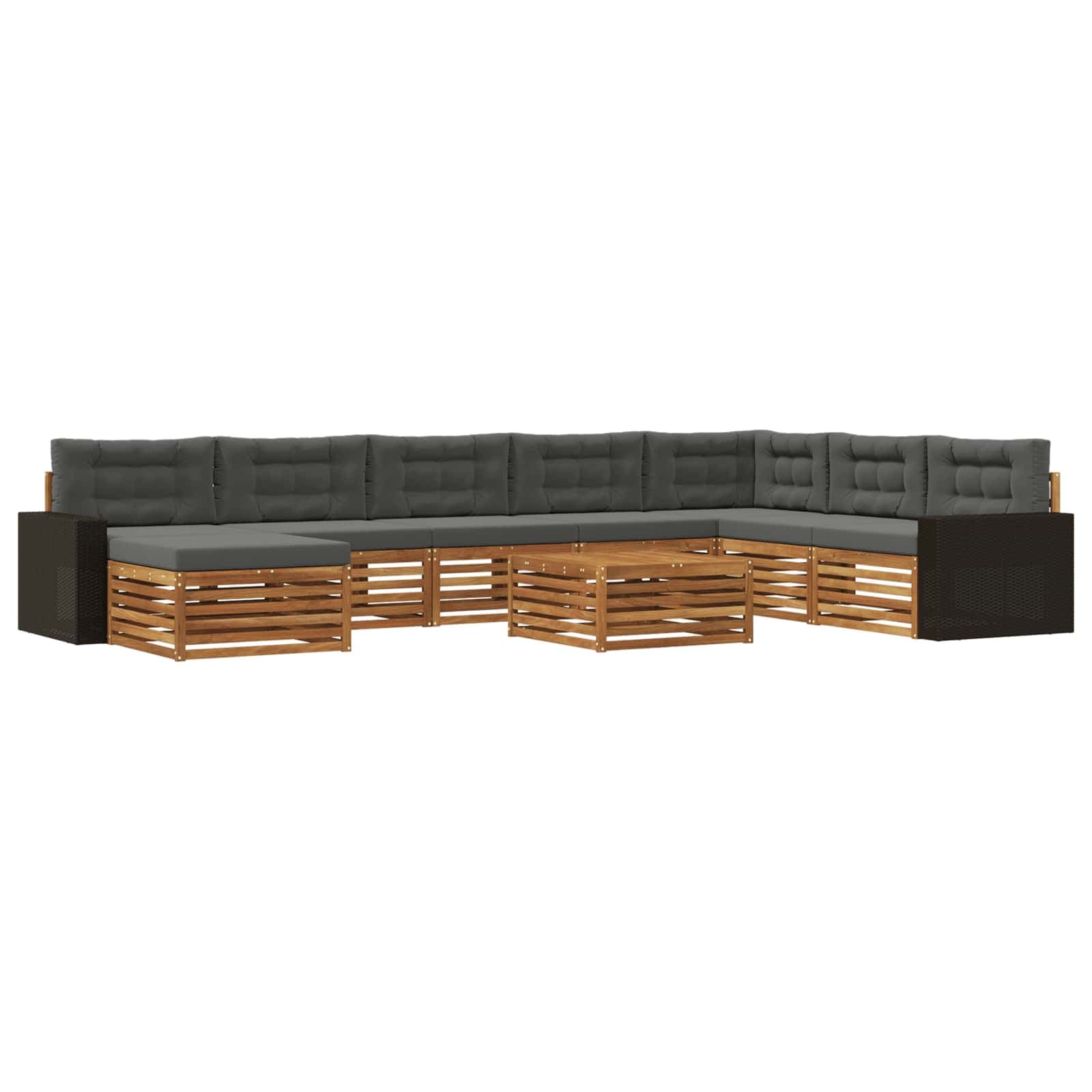 vidaXL Conjunto de Sofás para Exterior 9 pcs Natural e Antracite