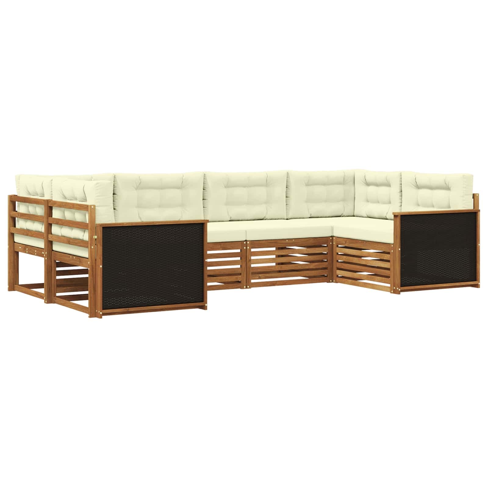 vidaXL Conjunto de Sofás para Exterior 6 pcs Natural e Creme
