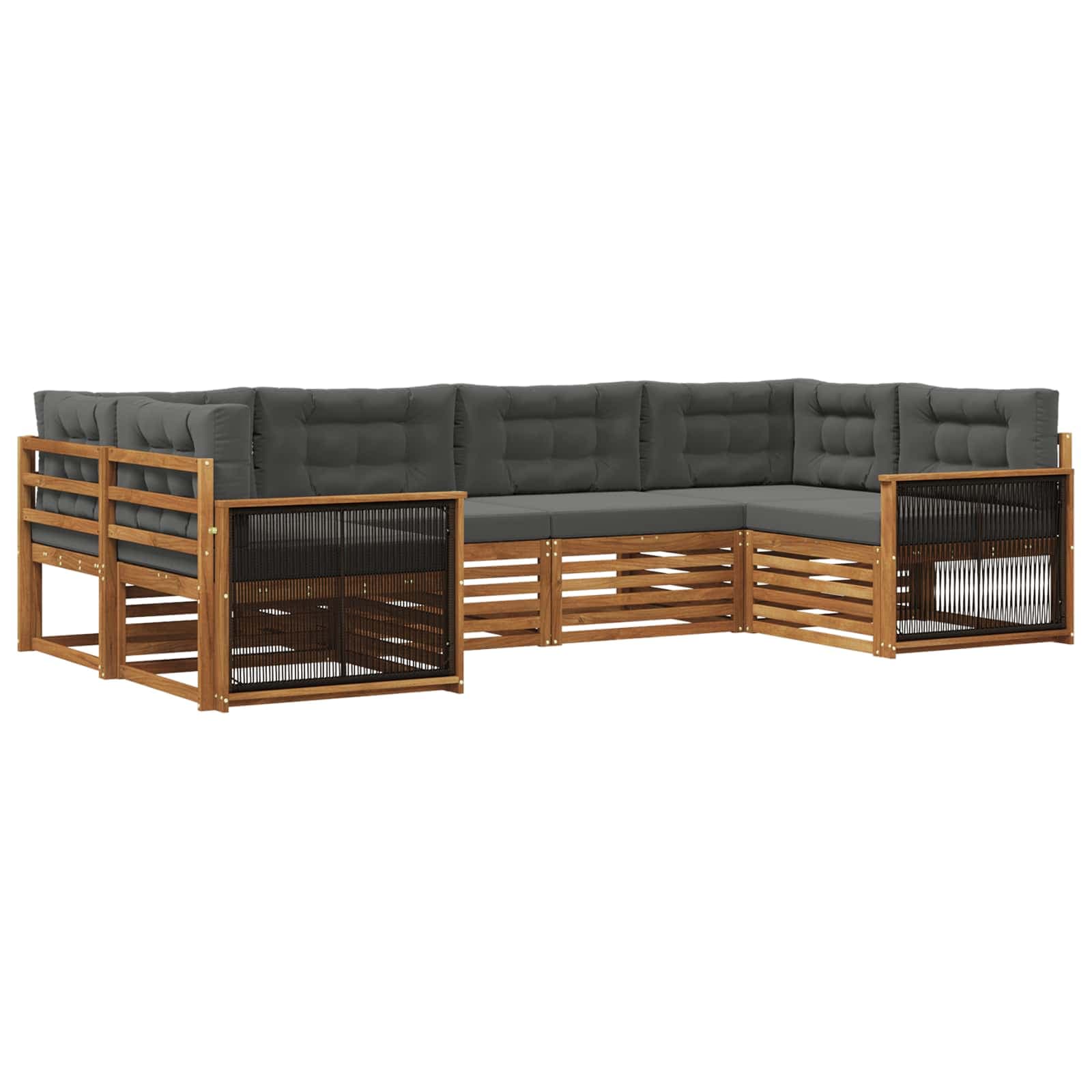 vidaXL Conjunto de Sofás para Exterior 6 pcs Natural e Antracite