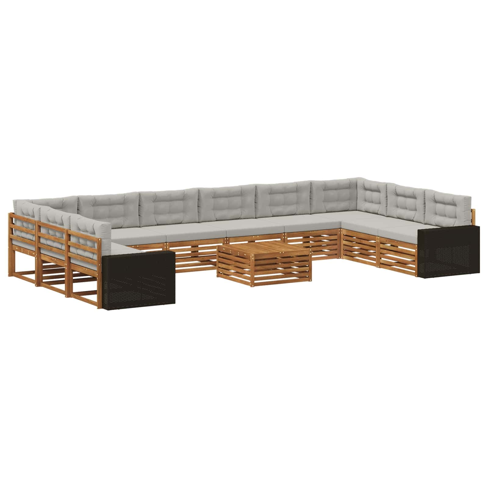vidaXL Conjuntos de sofás com almofada 11 pcs Madeira Sólida de Acácia