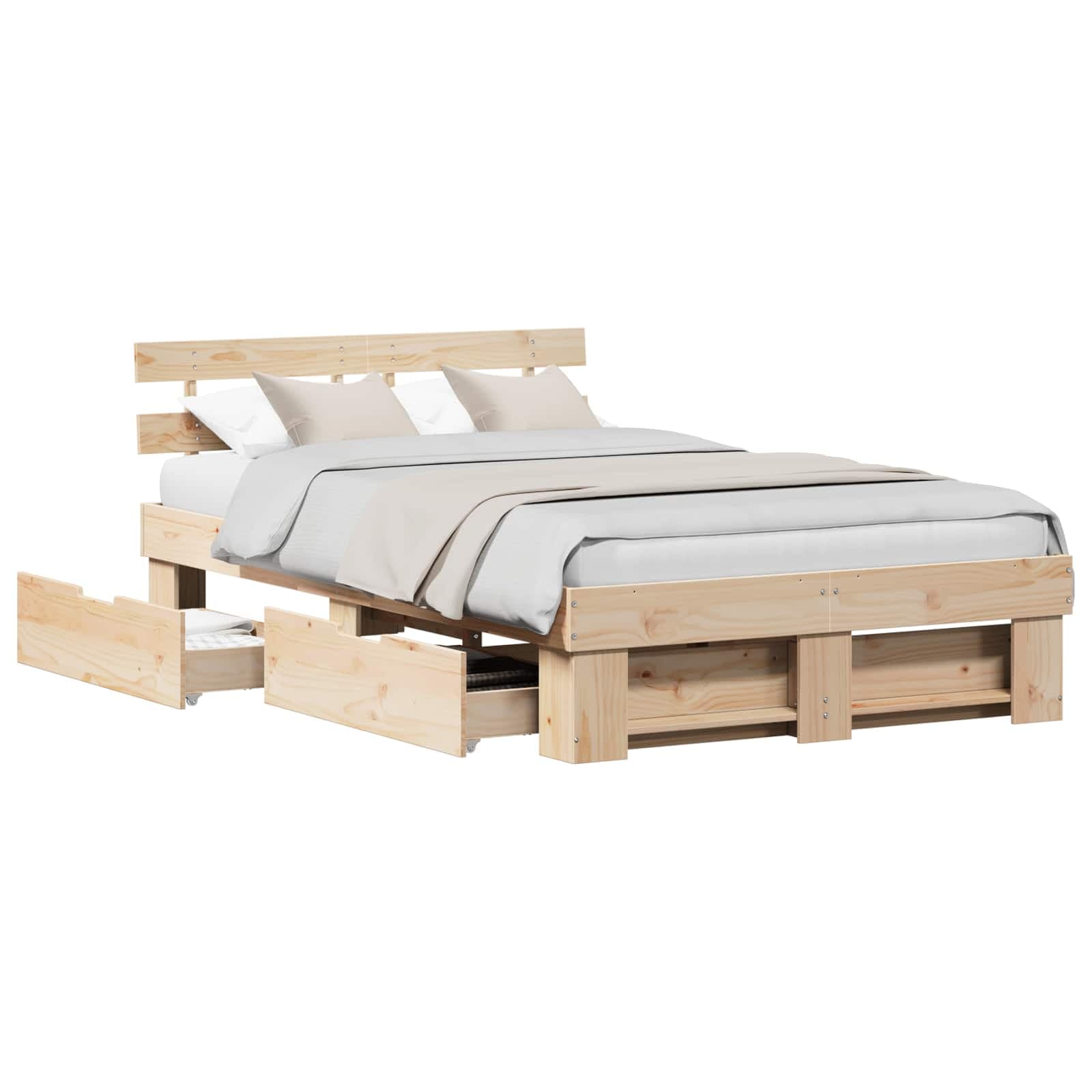 vidaXL Estrutura da Cama com cabeceira Castanho 135 x 190 cm