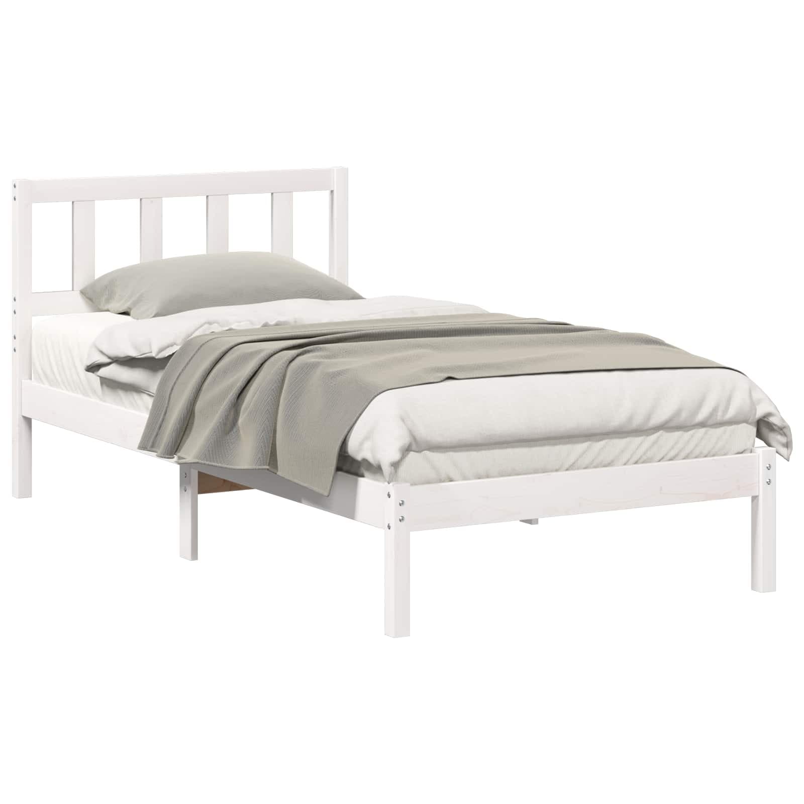 vidaXL Estrutura da Cama Branco 90 x 190 cm Madeira de Pinheiro Sólida