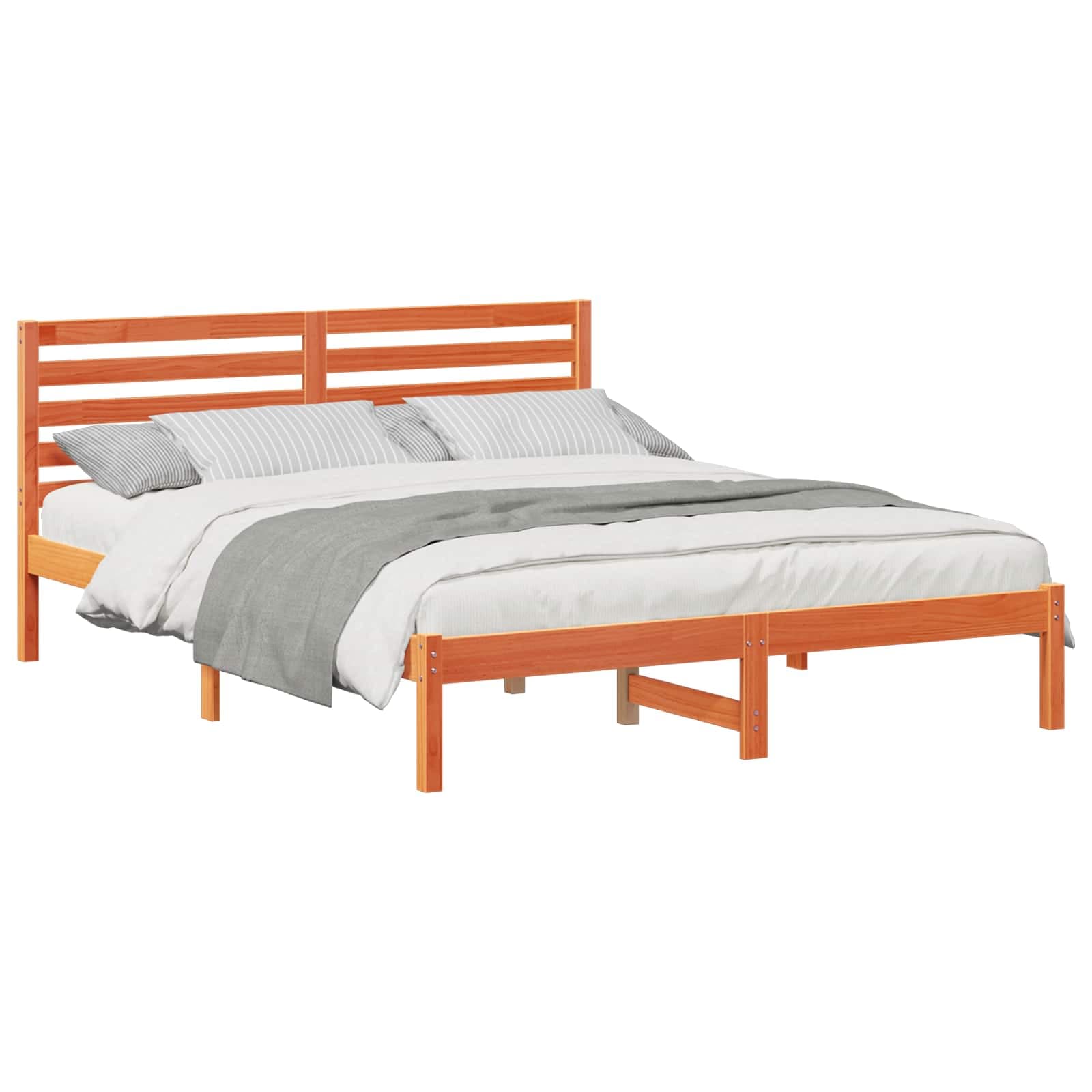 vidaXL Estrutura da Cama com cabeceira Marrom Cera 160 x 200 cm