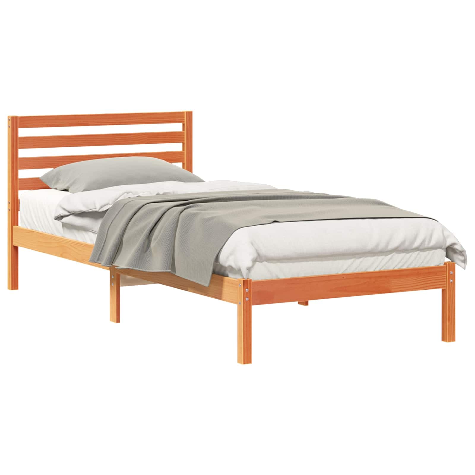 vidaXL Estrutura da Cama com cabeceira Marrom Cera 80 x 210 cm