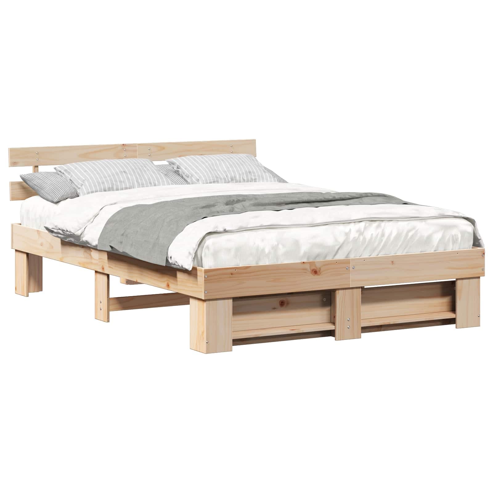 vidaXL Estrutura da Cama com cabeceira Castanho 140 x 200 cm