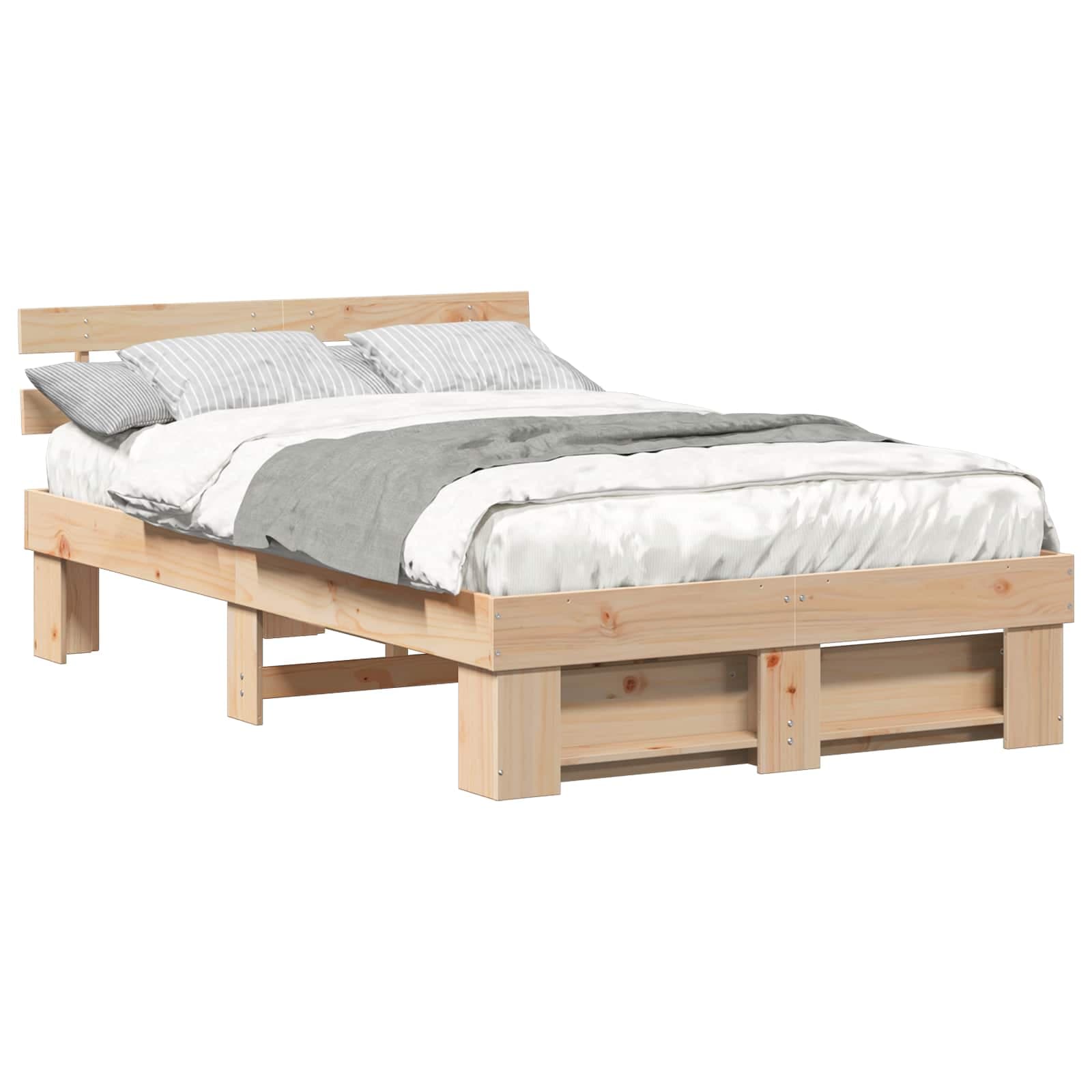 vidaXL Estrutura da Cama com cabeceira Castanho 140 x 190 cm