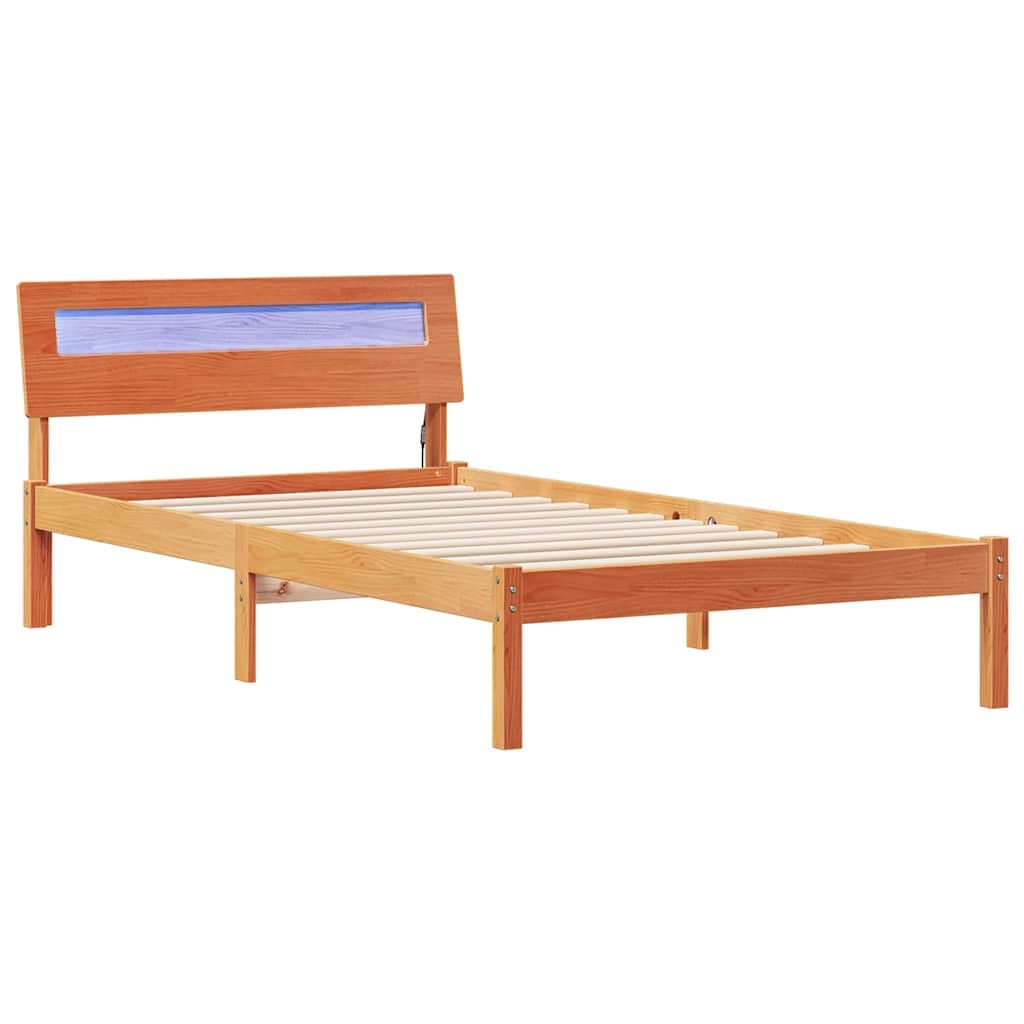 vidaXL Estrutura da Cama com cabeceira Marrom Cera 80 x 200 cm