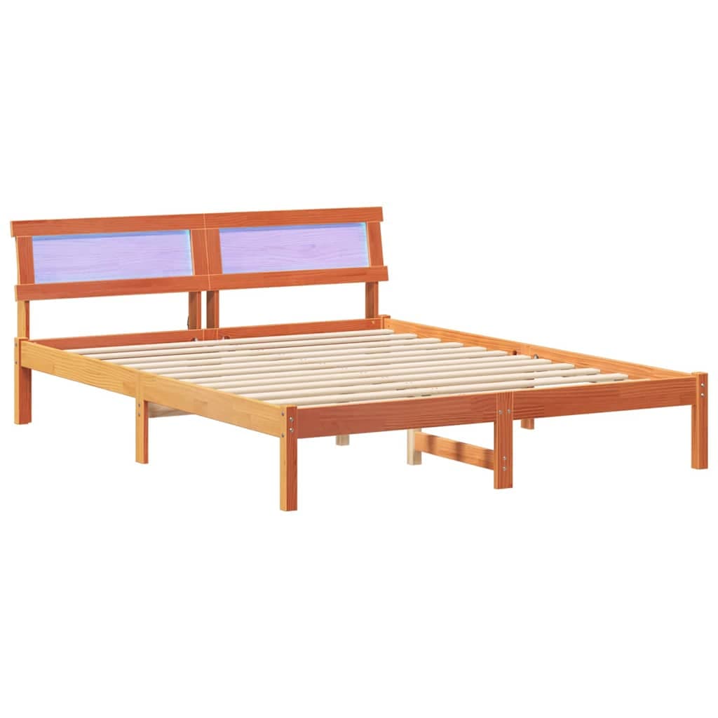 vidaXL Estrutura da Cama com cabeceira Marrom Cera 140 x 200 cm