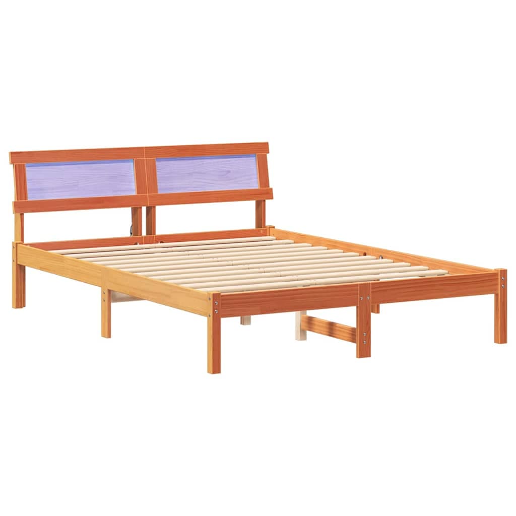 vidaXL Estrutura da Cama com cabeceira Marrom Cera 120 x 200 cm