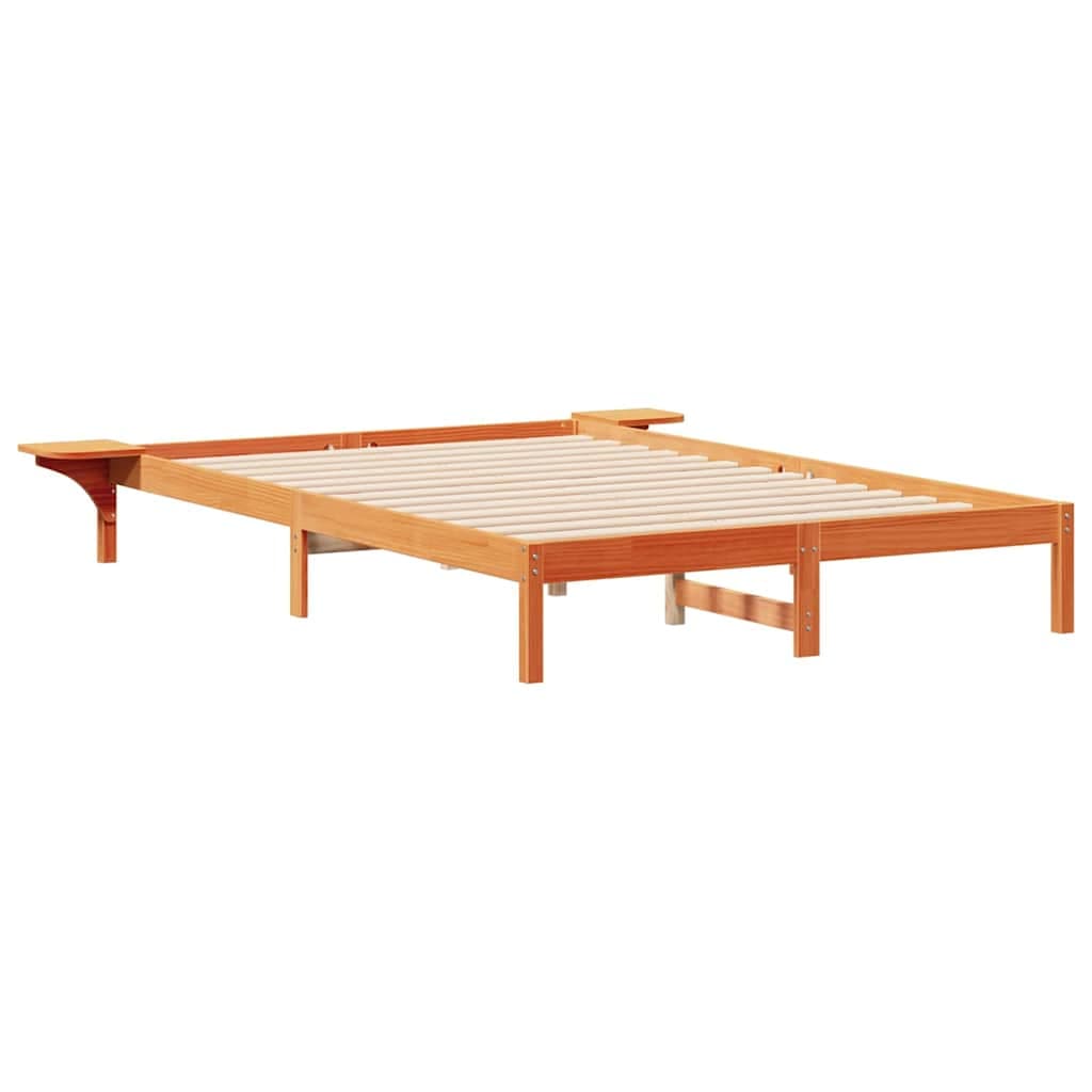 vidaXL Cama com Mesas Laterais Marrom Cera 140 x 220 cm