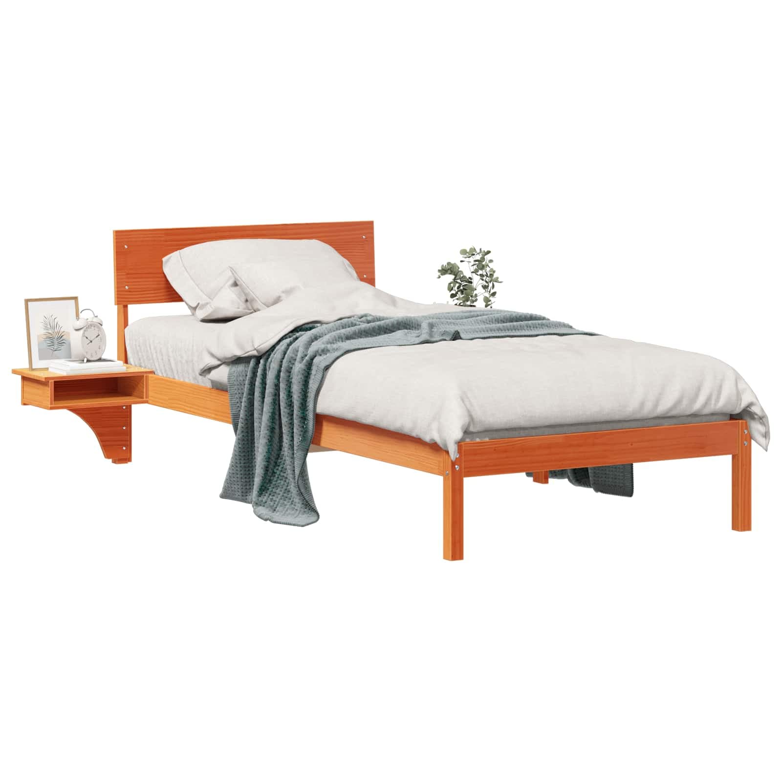 vidaXL Estrutura da Cama com cabeceira Marrom Cera 90 x 200 cm