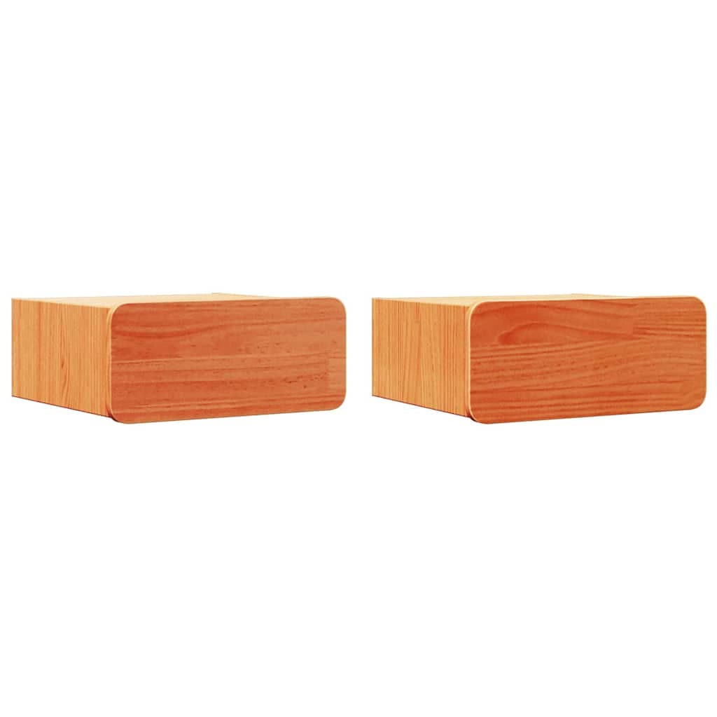 vidaXL Mesa-de-cabeceira 2 pcs Marrom Cera 39 x 34 x 16,5 cm