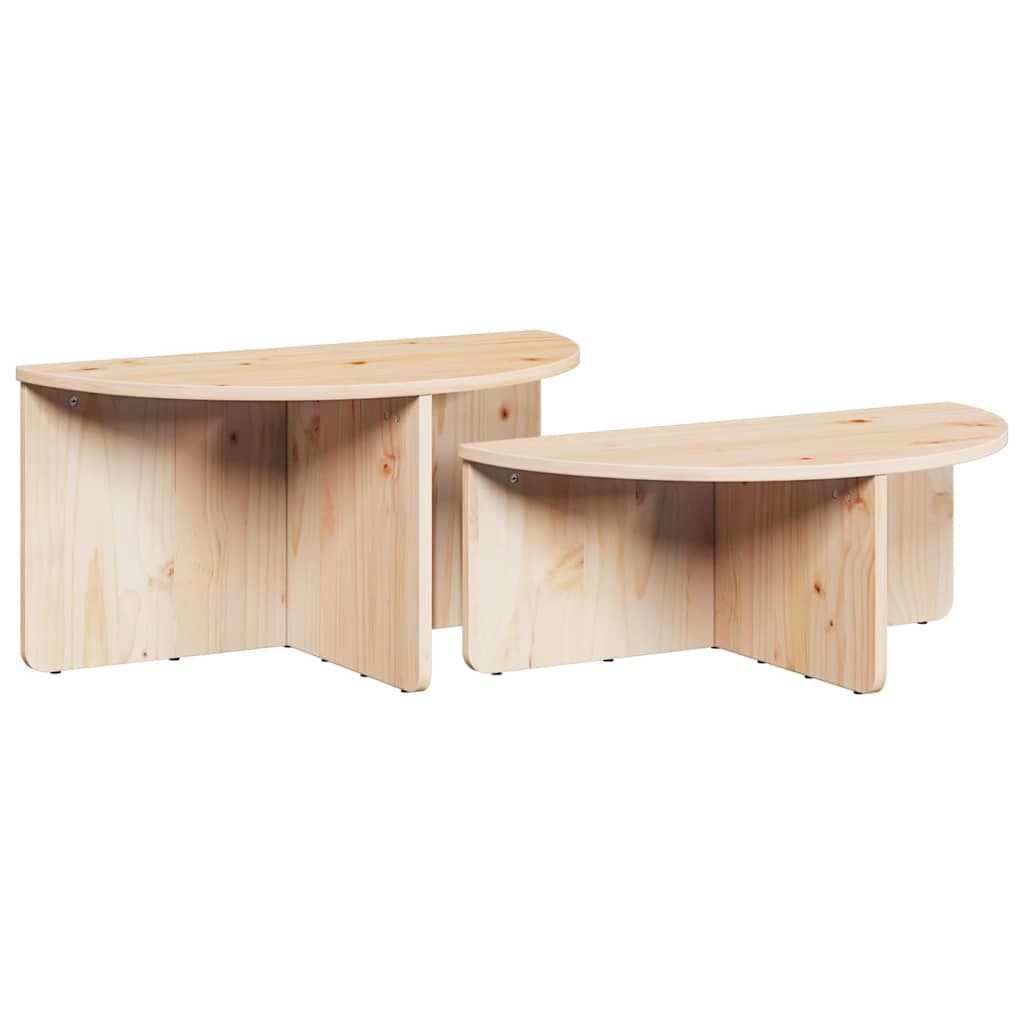 vidaXL Mesa de centro 2 pcs Natural Madeira de pinho maciça
