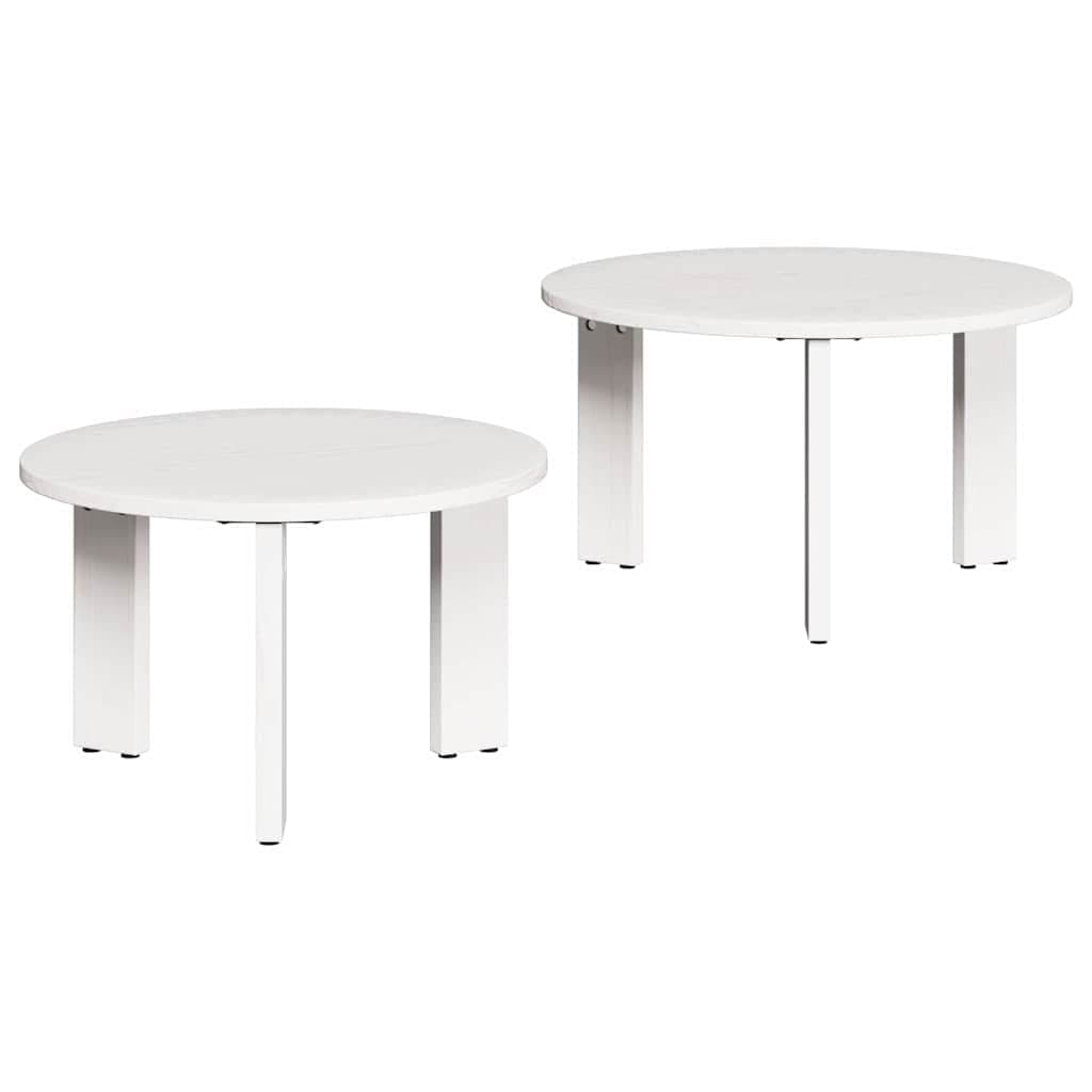 vidaXL Mesa de centro 2 pcs Branco Madeira de pinho maciça