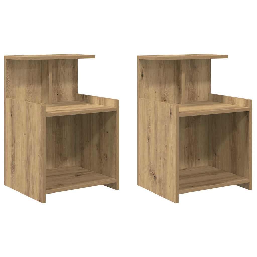vidaXL Armário de Cabeceira 2 pcs Carvalho Artesanal 40 x 35 x 60 cm
