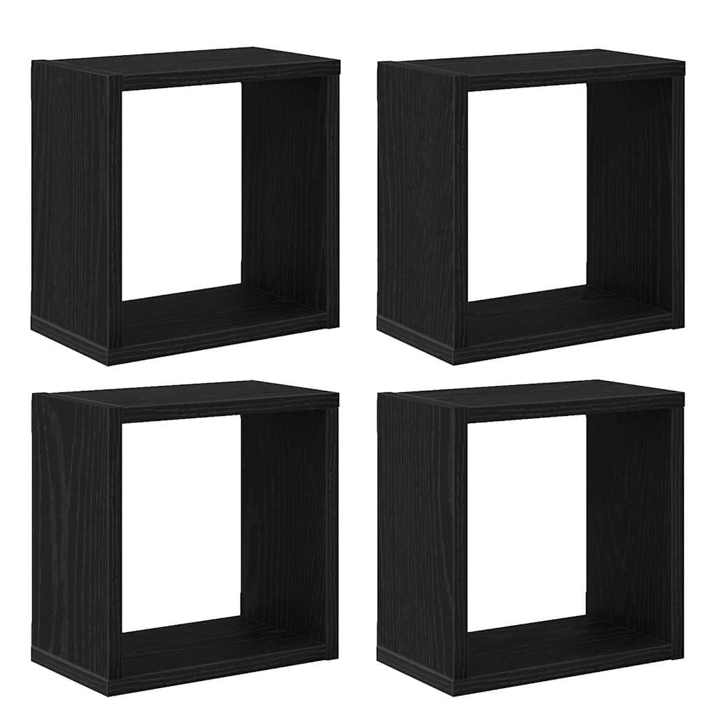 vidaXL Prateleiras de Parede 4 pcs Carvalho Preto Madeira processada