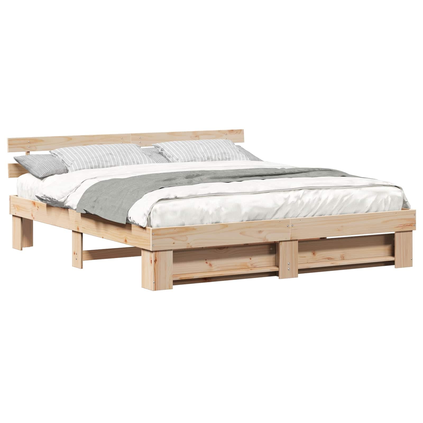 vidaXL Estrutura da Cama com cabeceira Castanho 200 x 200 cm
