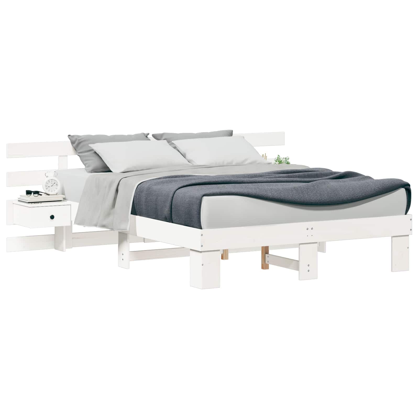 vidaXL Estrutura da Cama com cabeceira Branco 150 x 200 cm