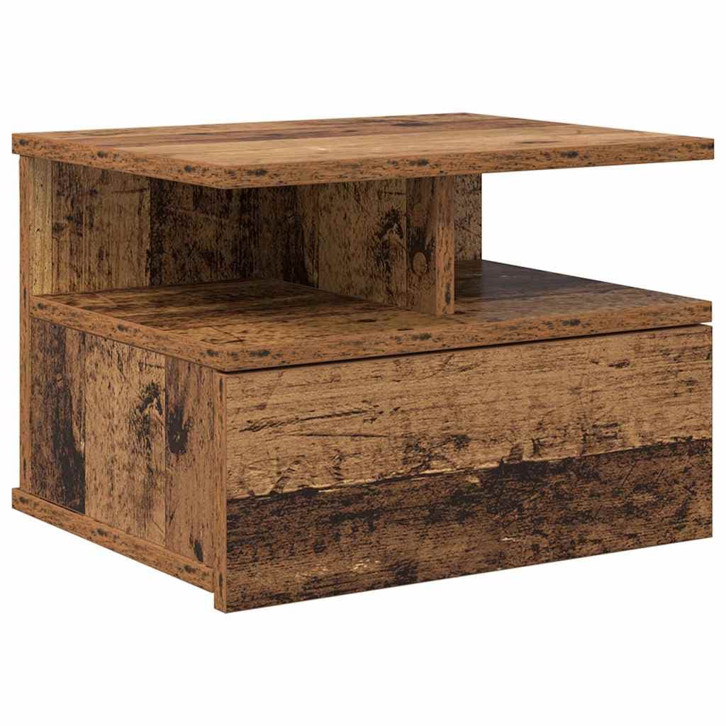 vidaXL Criado-mudo Flutuante com gaveta Madeira antiga 40 x 31 x 28 cm