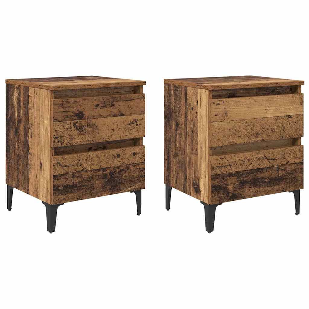vidaXL Armário de Cabeceira 2 pcs Madeira antiga 40 x 35 x 50 cm