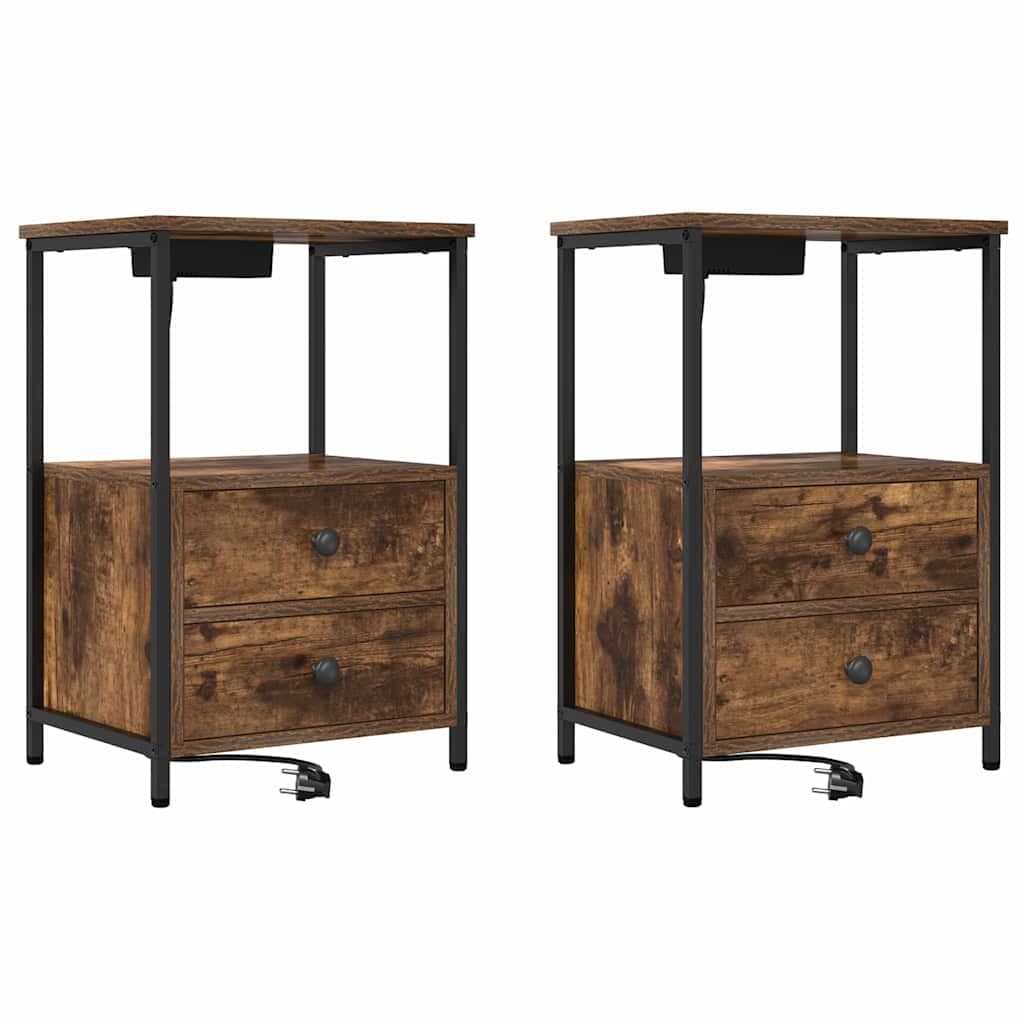 vidaXL Armário de Cabeceira 2 pcs Carvalho Defumado 40 x 31 x 60 cm