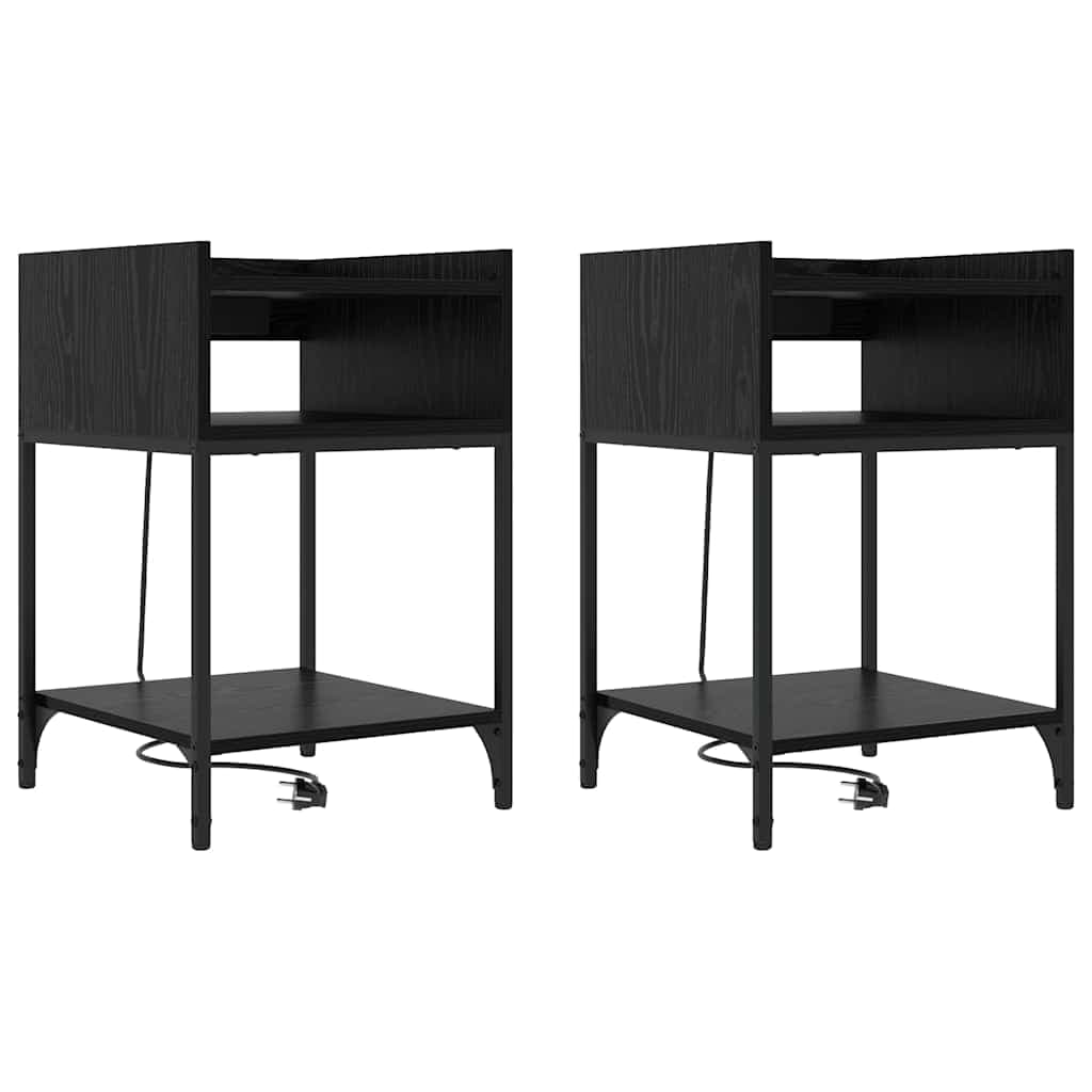 vidaXL Armário de Cabeceira 2 pcs Carvalho Preto 40 x 40 x 61 cm