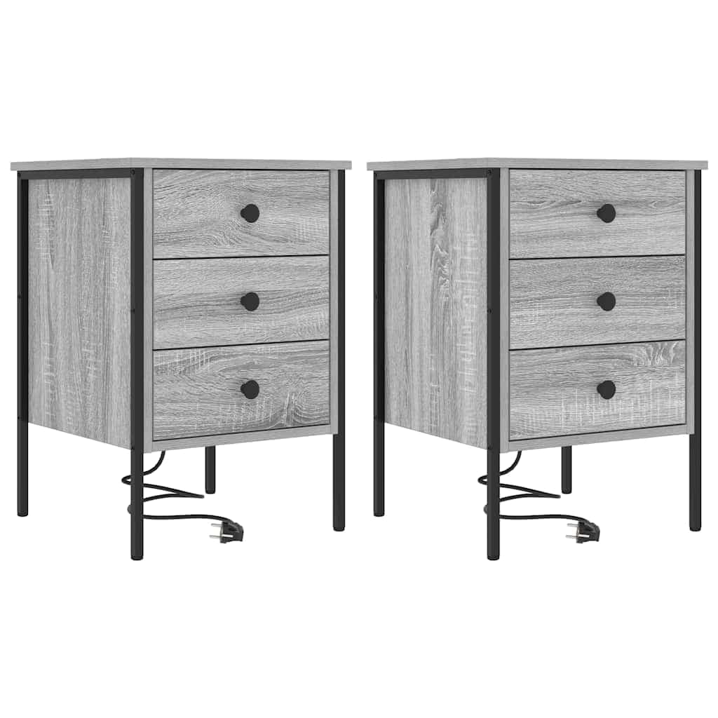 vidaXL Armário de Cabeceira 2 pcs Cinza Sonoma 42 x 41 x 61 cm