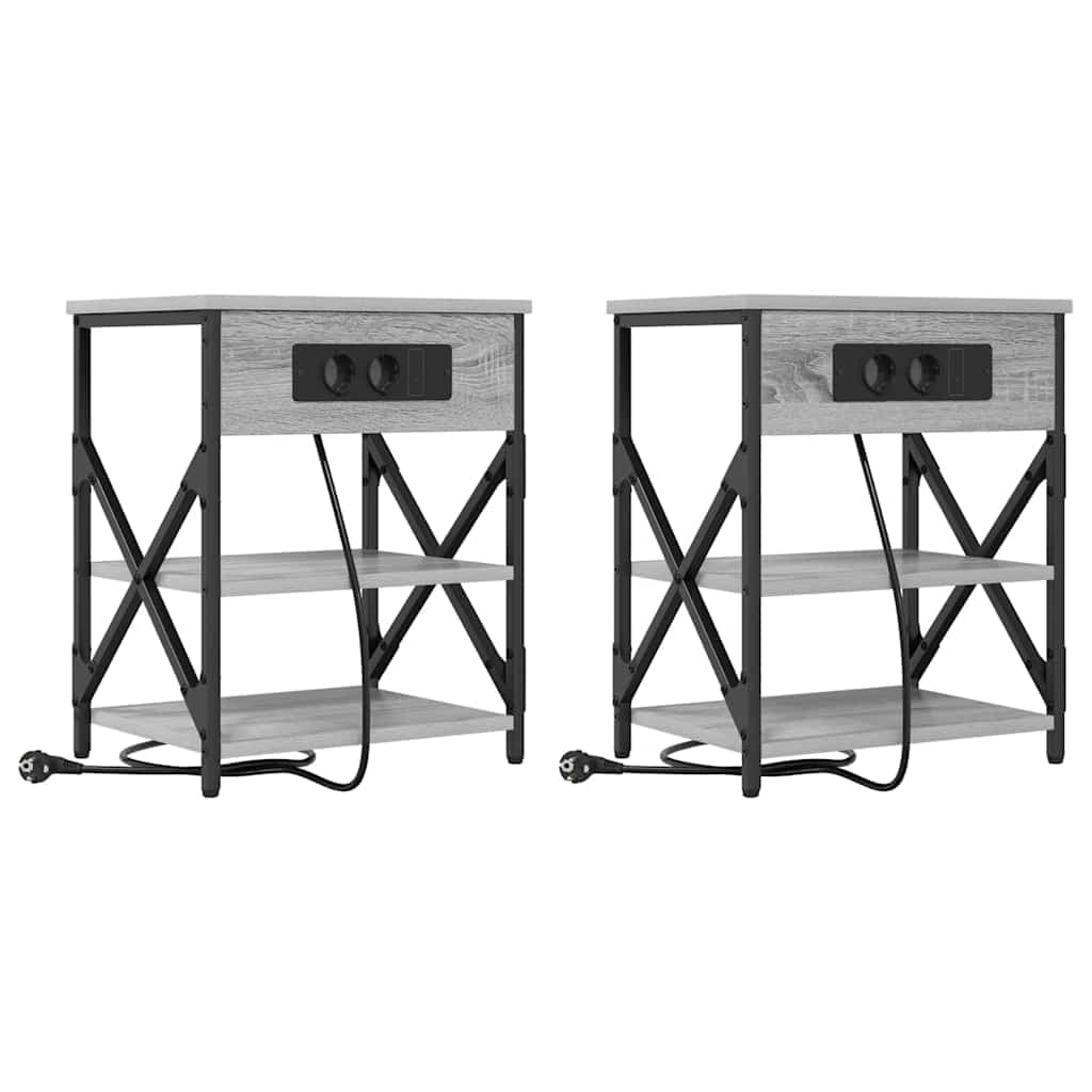 vidaXL Armário de Cabeceira 2 pcs Cinza Sonoma 41 x 31 x 51 cm