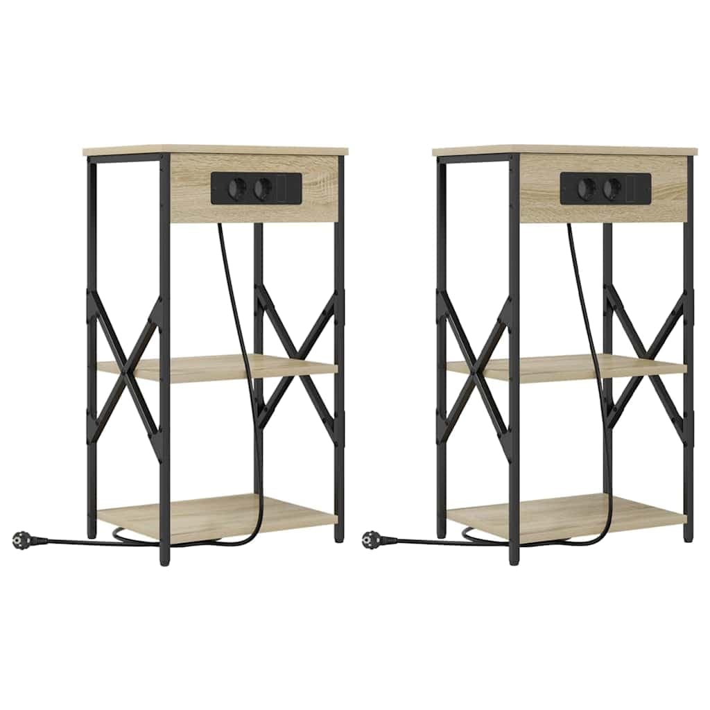 vidaXL Armário de Cabeceira 2 pcs Carvalho Sonoma 41 x 31 x 76 cm