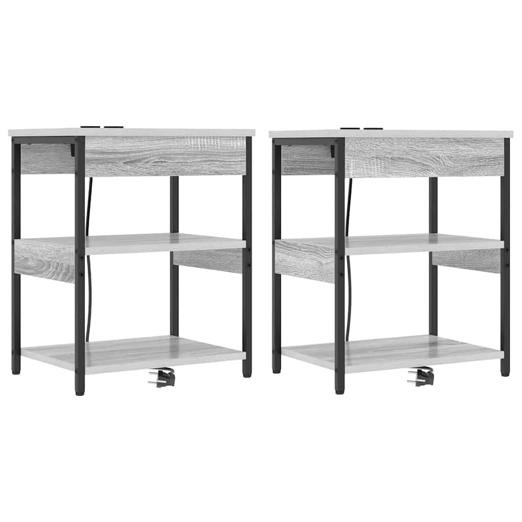 vidaXL Armário de Cabeceira 2 pcs Cinza Sonoma 41 x 31 x 51 cm