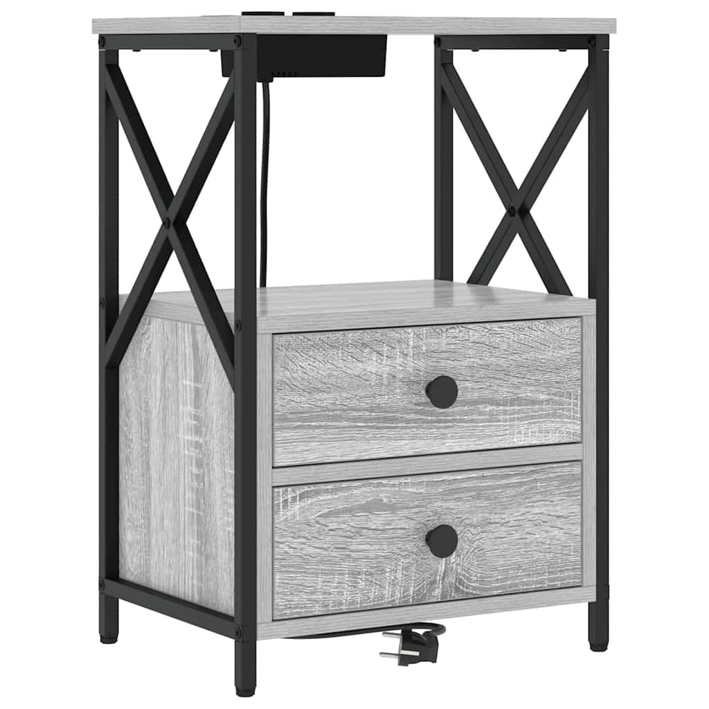 vidaXL Armário de Cabeceira com gaveta Cinza Sonoma 40 x 31 x 60 cm