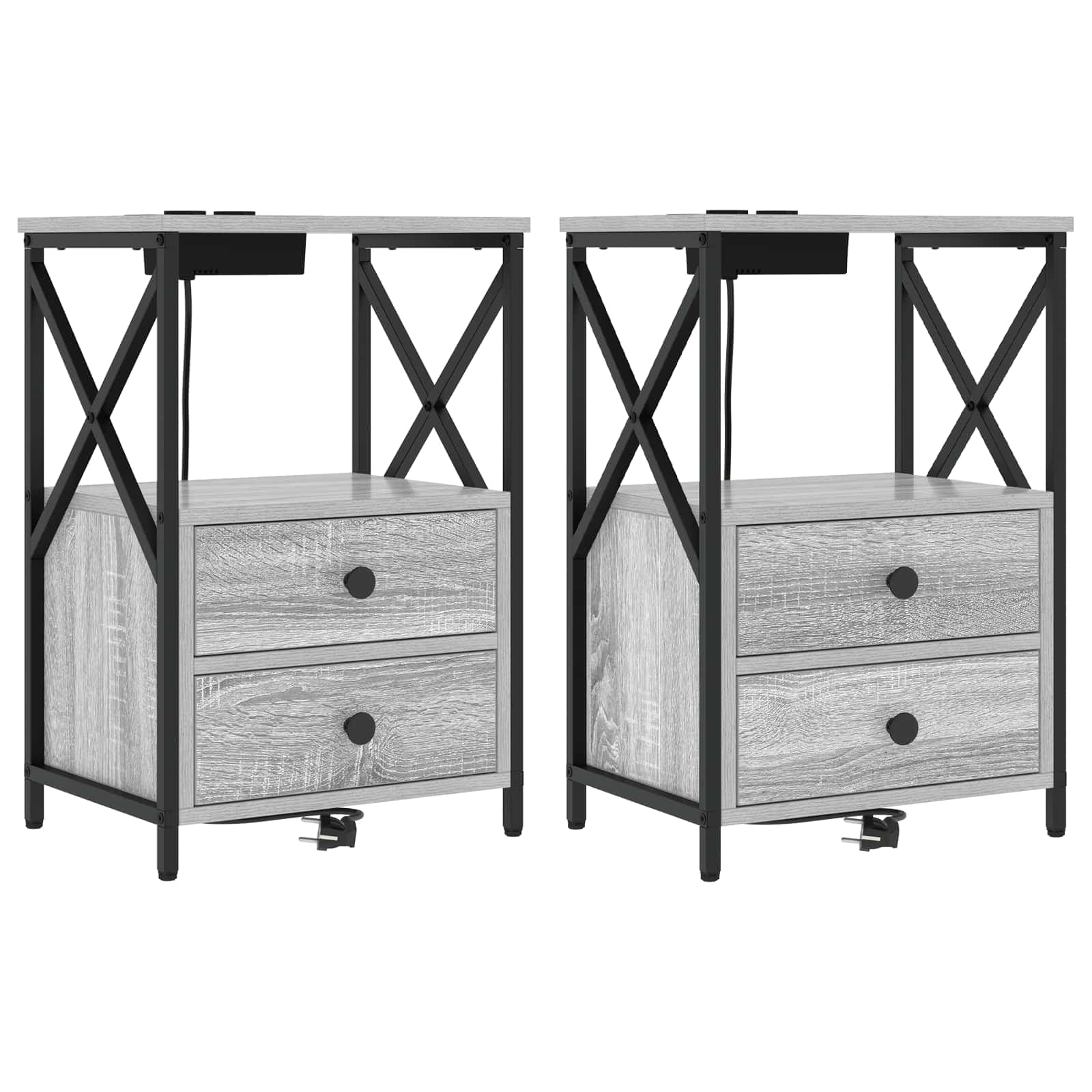 vidaXL Armário de Cabeceira 2 pcs Cinza Sonoma 40 x 31 x 60 cm