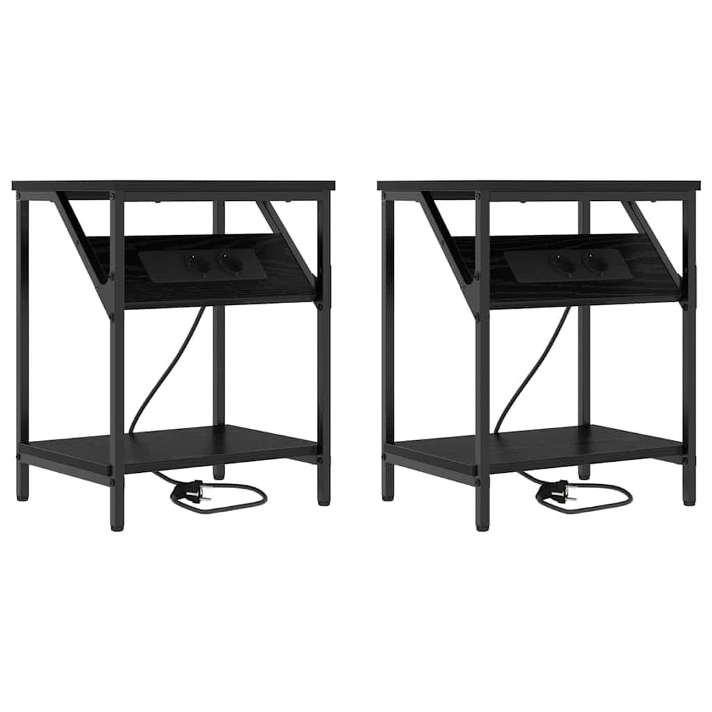 vidaXL Armário de Cabeceira 2 pcs Carvalho Preto 38 x 30 x 48 cm