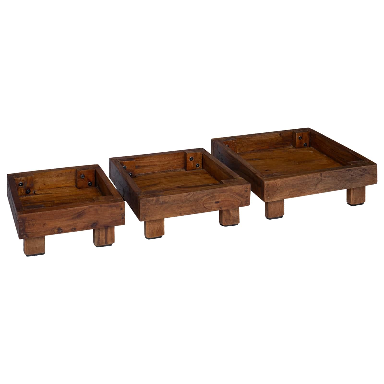 vidaXL Suporte para Plantas 3 pcs Castanho Madeira de Mogno