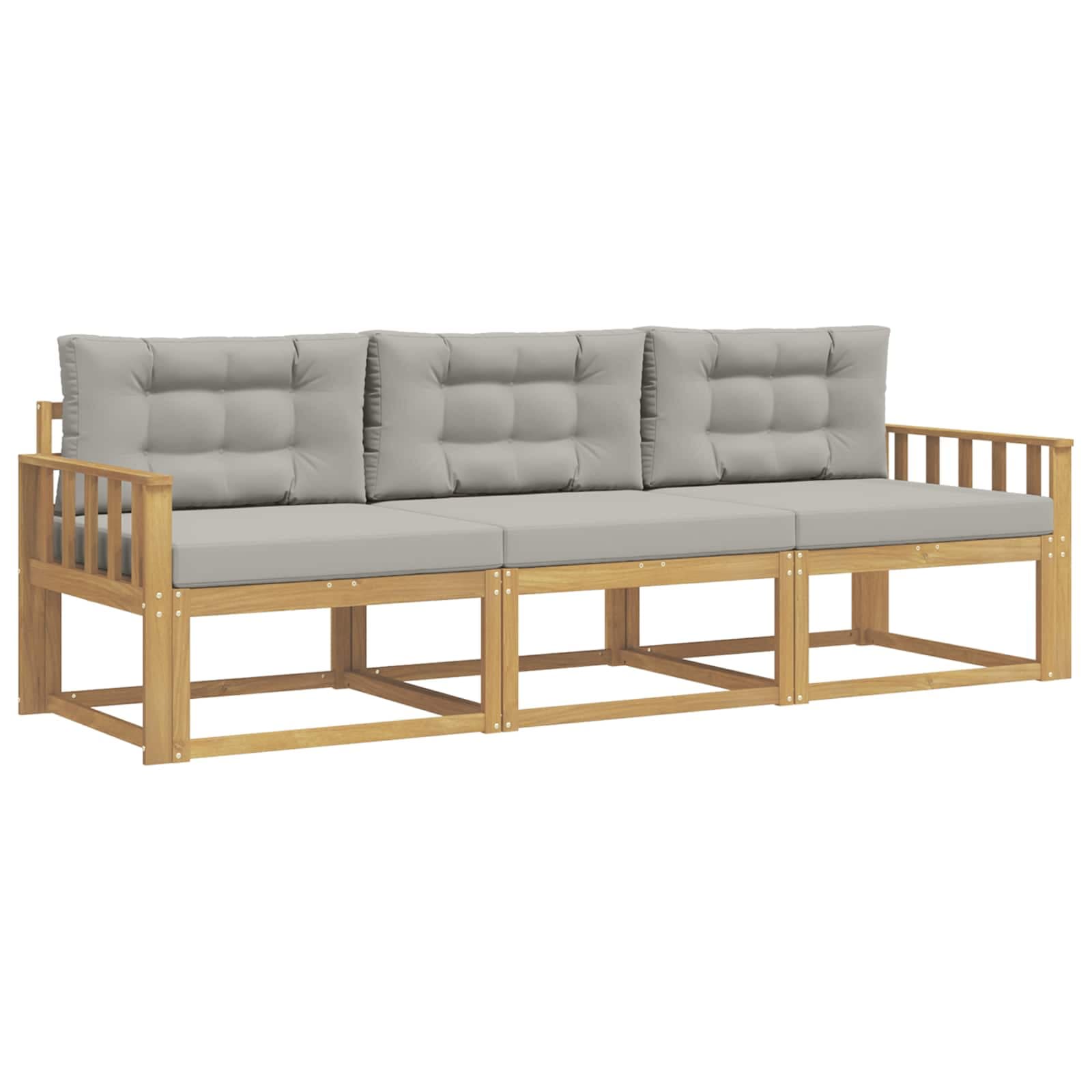 vidaXL Conjunto de Sofás para Exterior 3 pcs Branco e Cinzento-Claro